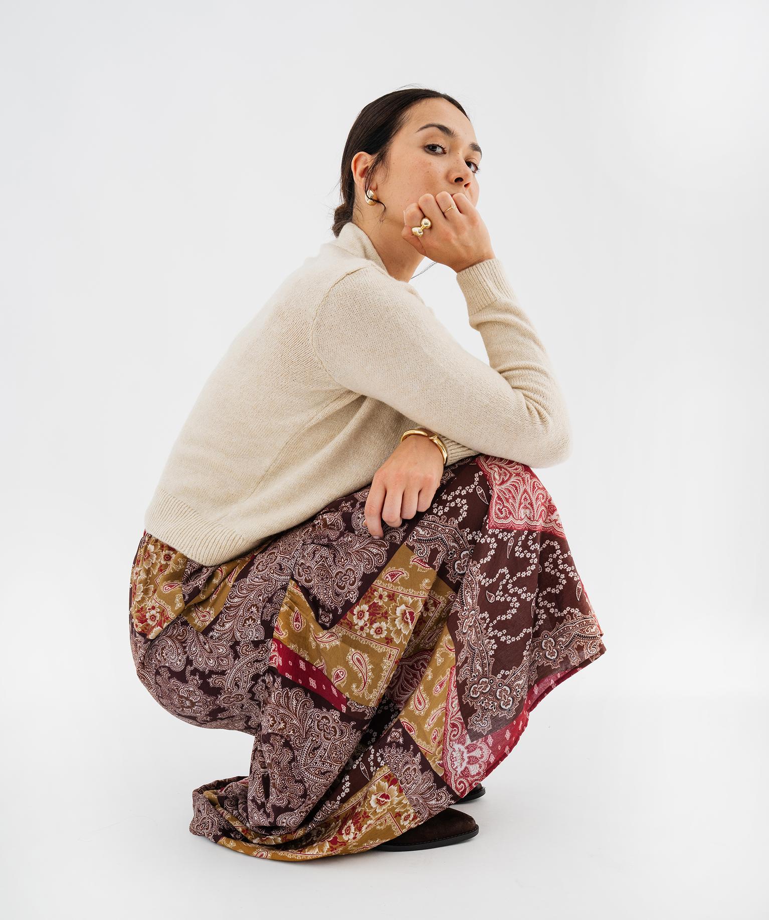 Jupe longue fluide femme - 42-44/L - rouge chine - GEMO