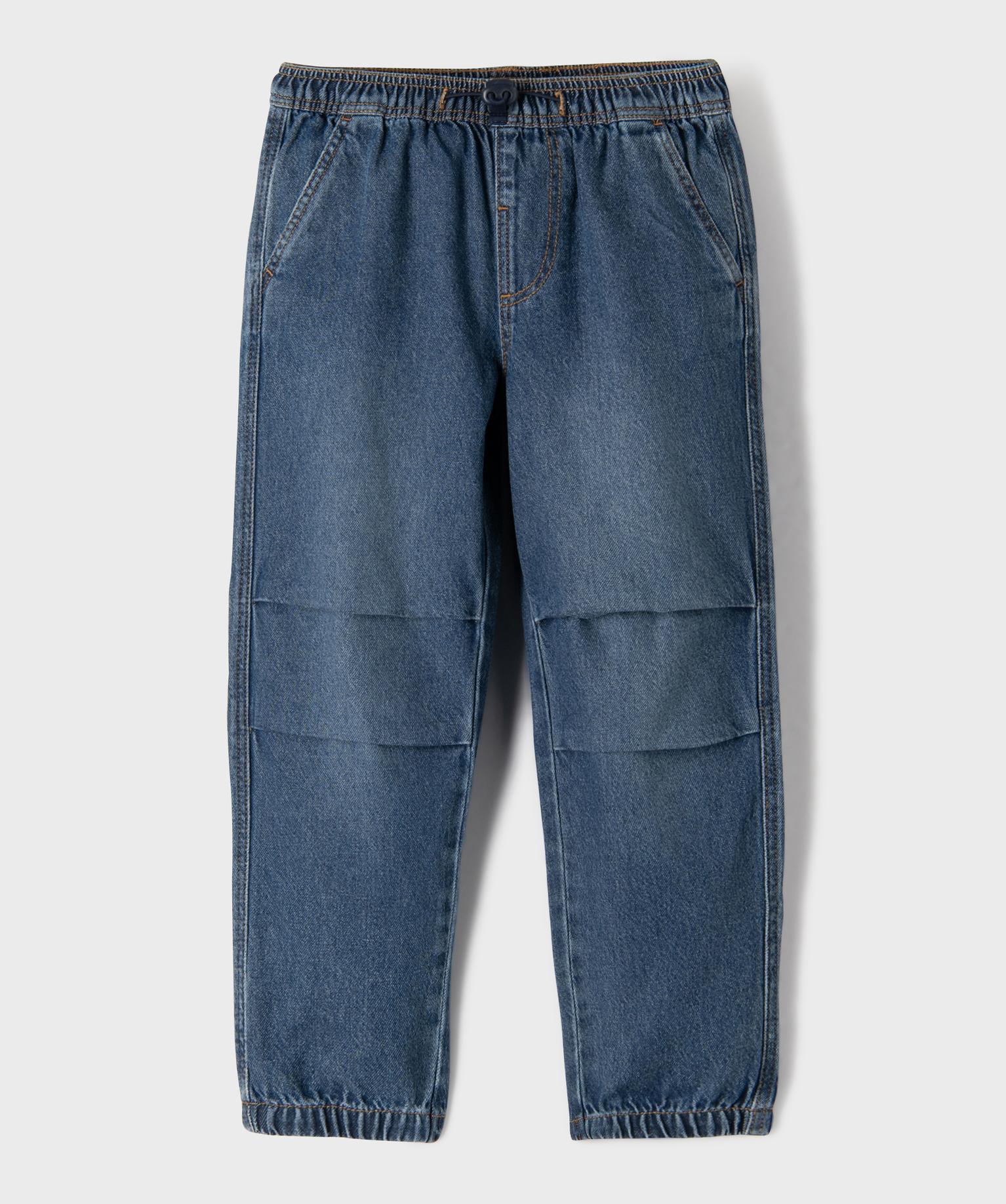 Jean parachute à taille élastiquée garçon - 8A - bleu standard - GEMO