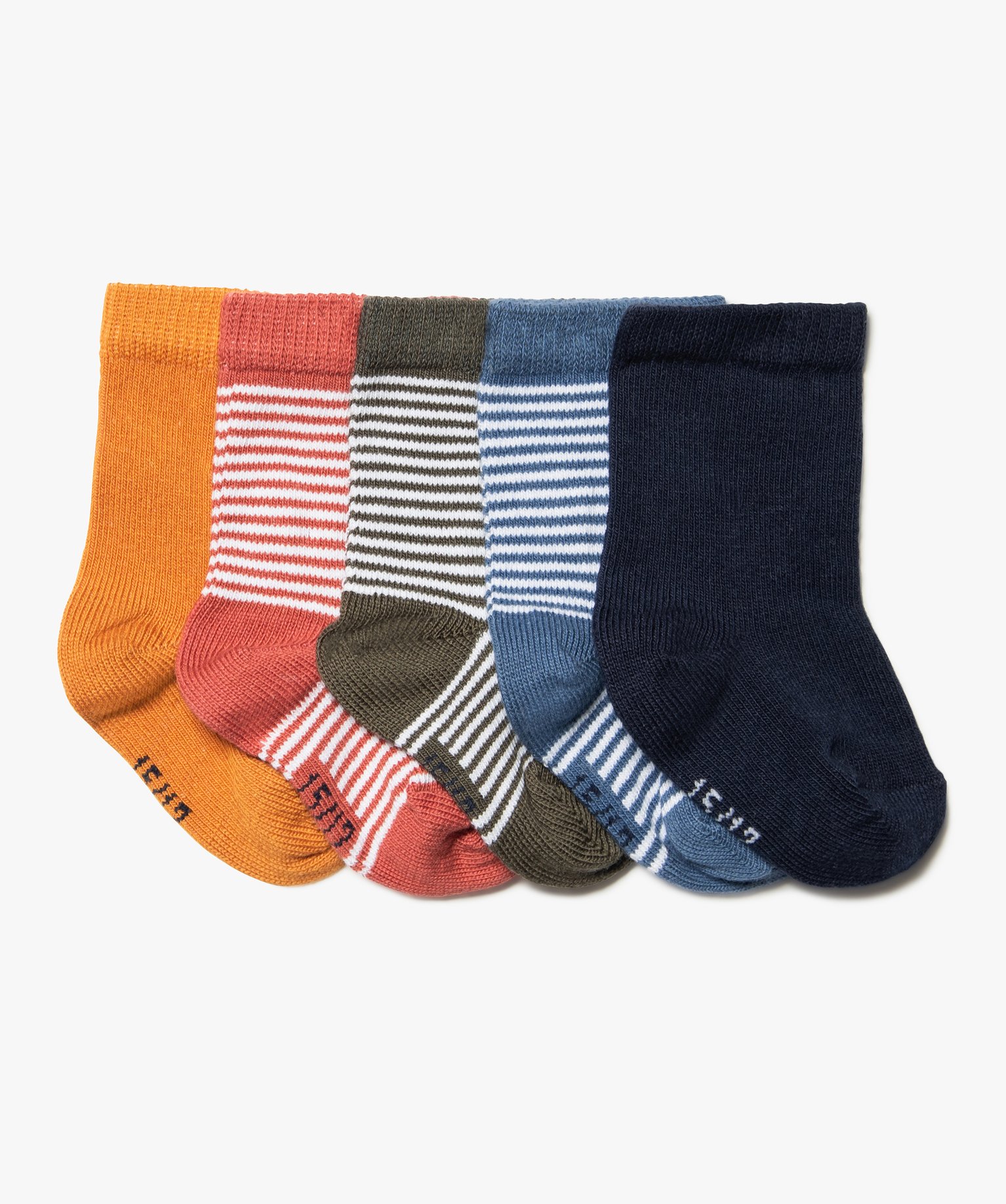 Chaussettes à rayures bébé (lot de 5) - 15/17 - bleu standard - GEMO