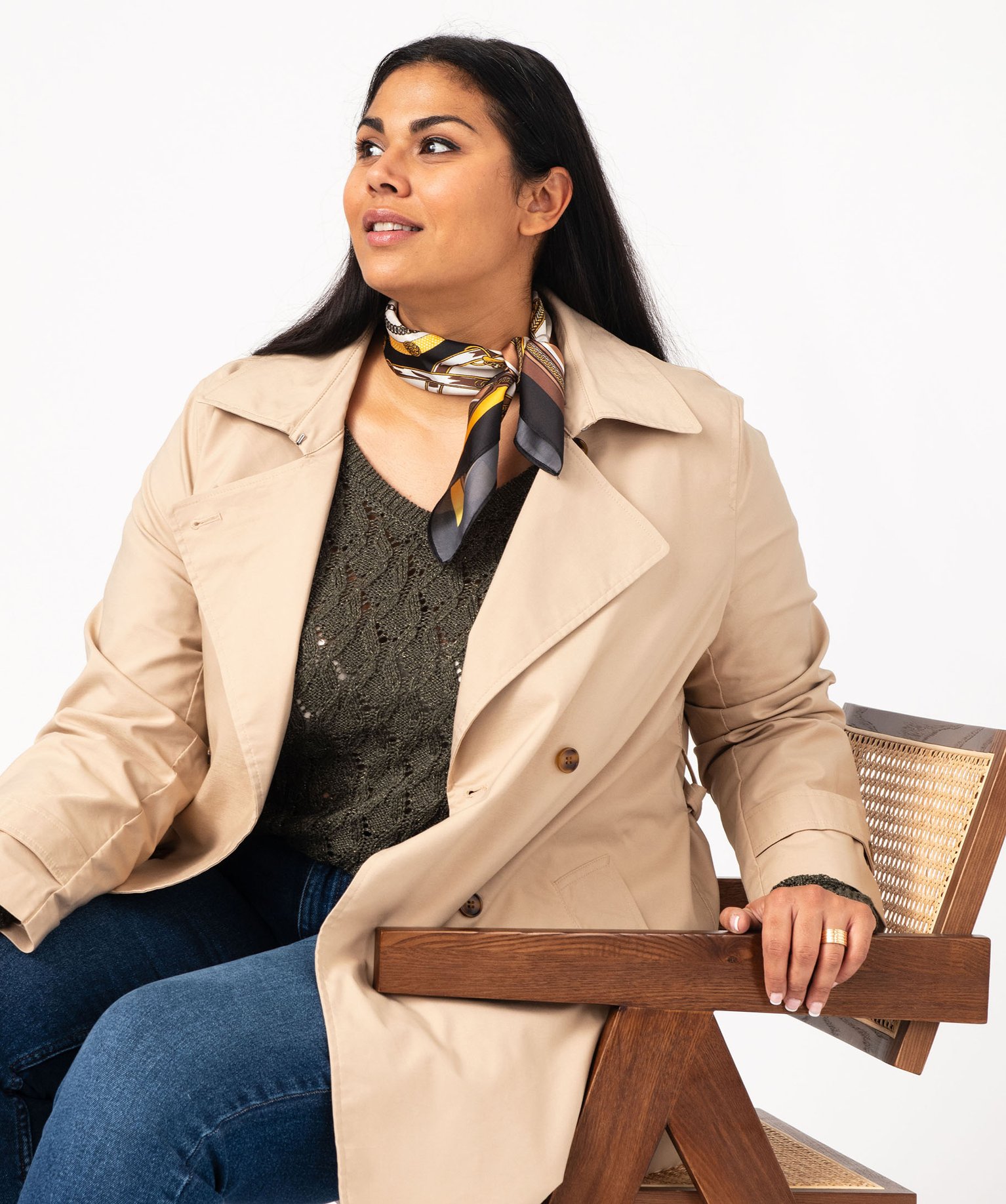 Trench court avec ceinture femme grande taille - 52 - beige - GEMO
