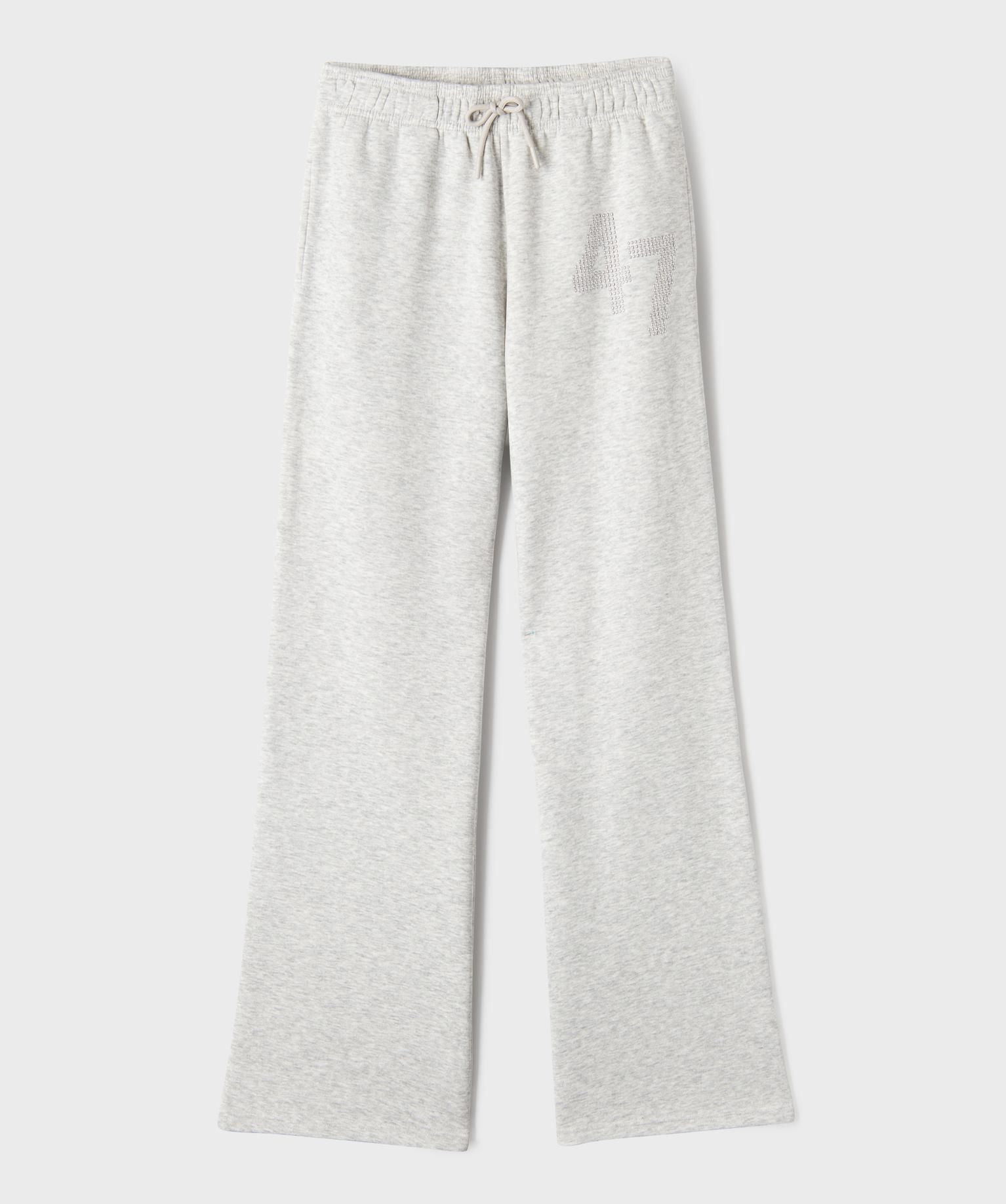 Pantalon de jogging large avec motifs à petits clous fille - 18A/M - gris chine - GEMO