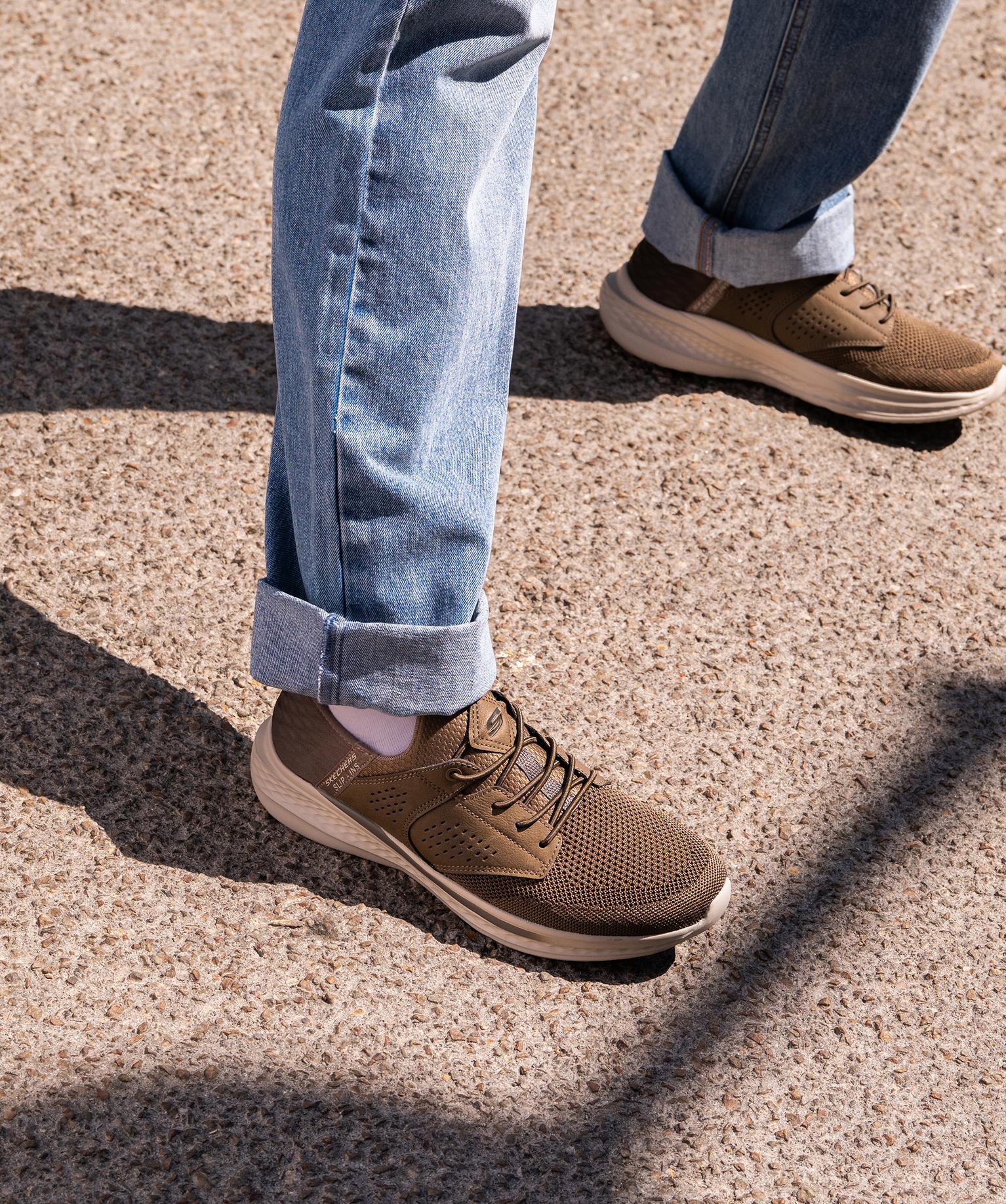 Baskets Slip-ins Relaxed Fit Slade Caster homme - Skechers - 45 - marron standard - SKECHERS