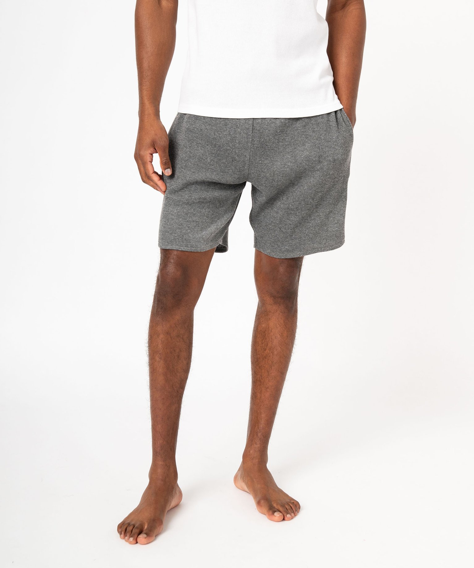 Short de pyjama en maille nid d’abeille homme - XL - gris - GEMO