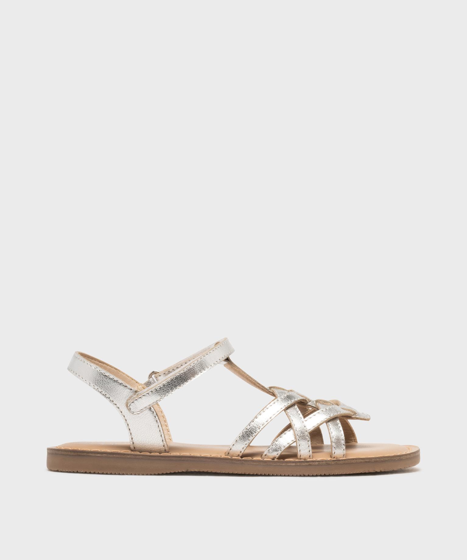 Sandales en cuir avec bride à scratch fille - Lovely Wings - 28 - argente - GEMO