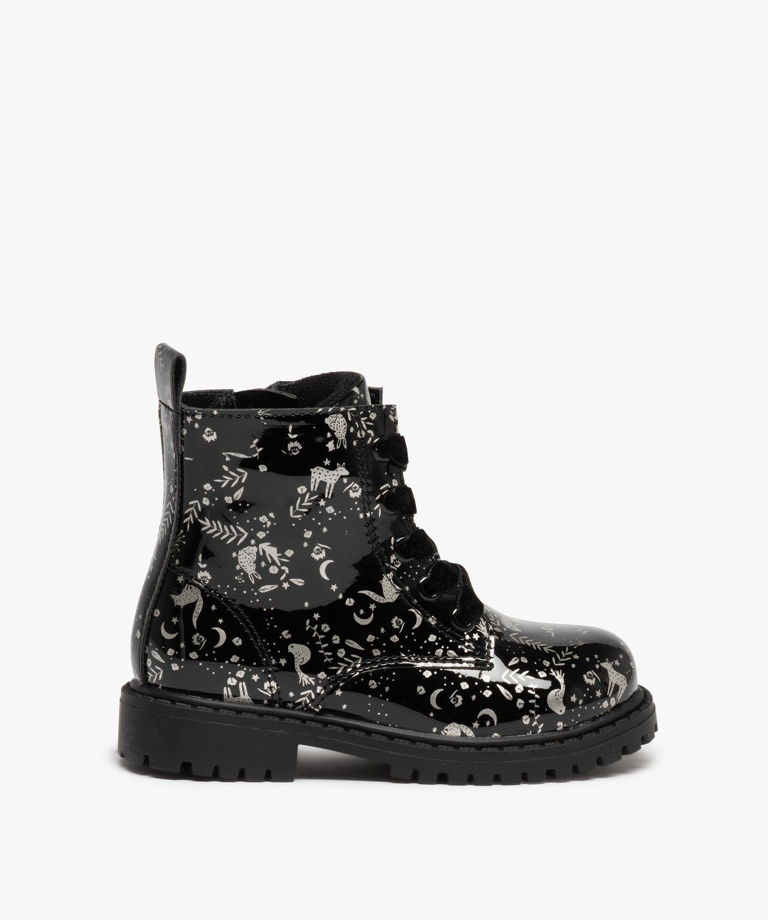 Boots bébé fille vernies et pailletées fermeture zip - 21 - noir vif - GEMO