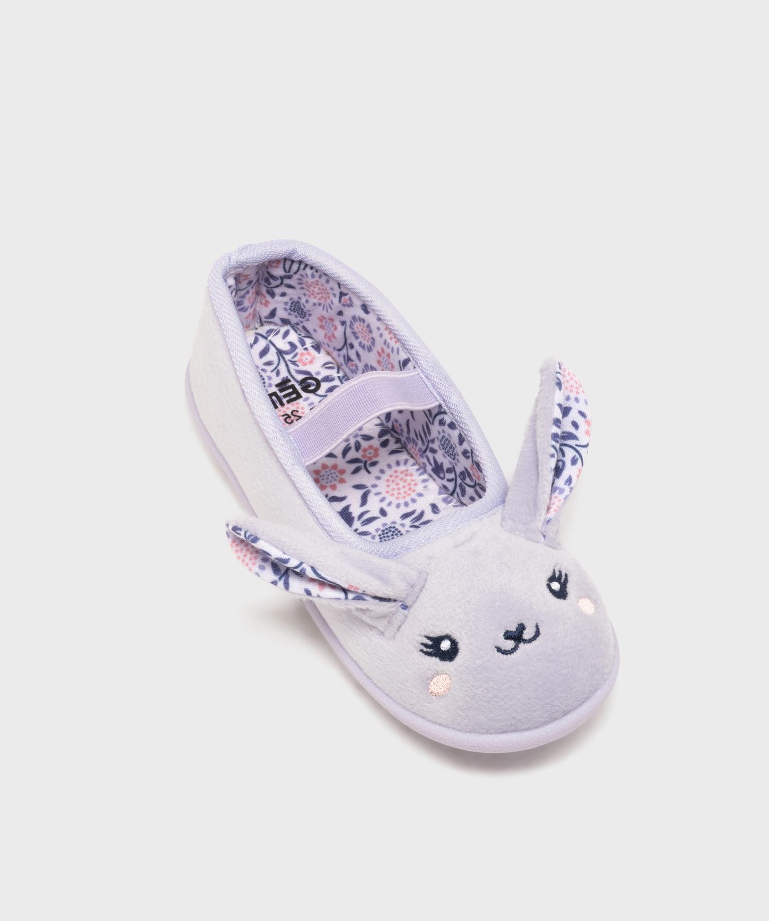 Chaussons ballerines en velours imprimés à détails en relief fille - GEMO