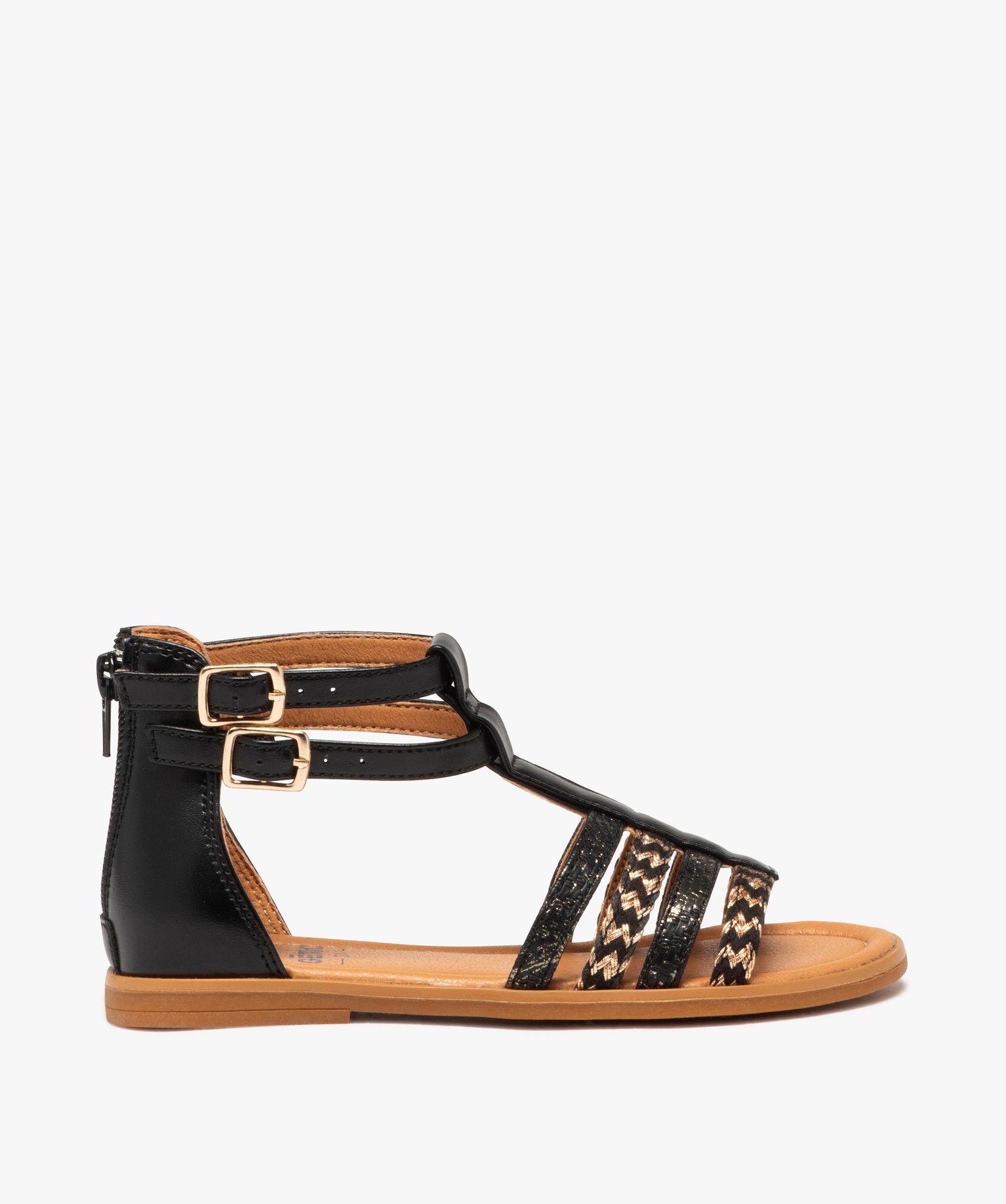 Sandales fille à double brides cheville et talon fermé - 33 - noir - GEMO