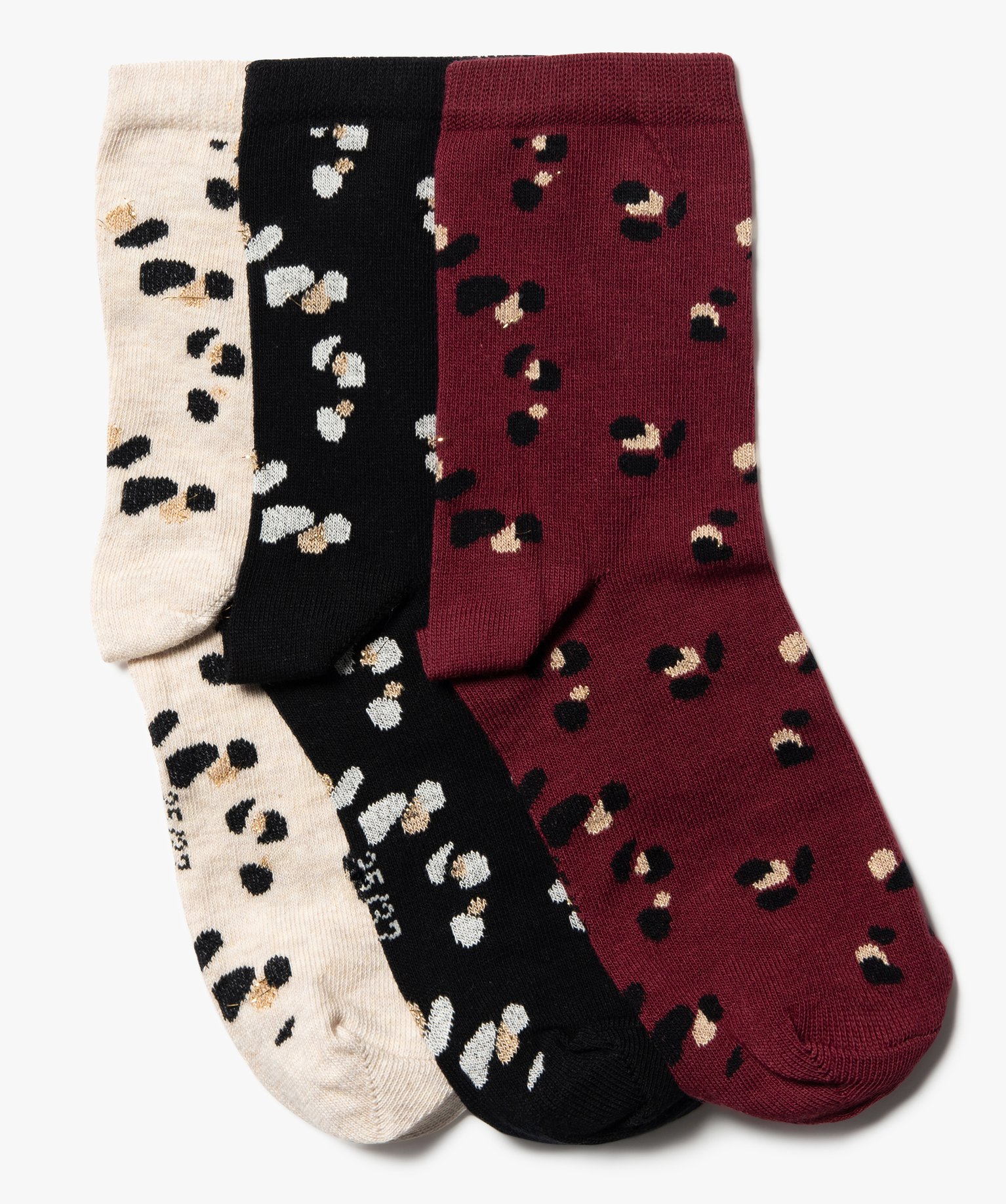 Chaussettes tige haute a motifs pailletes femme lot de 3 rouge vif GEMO