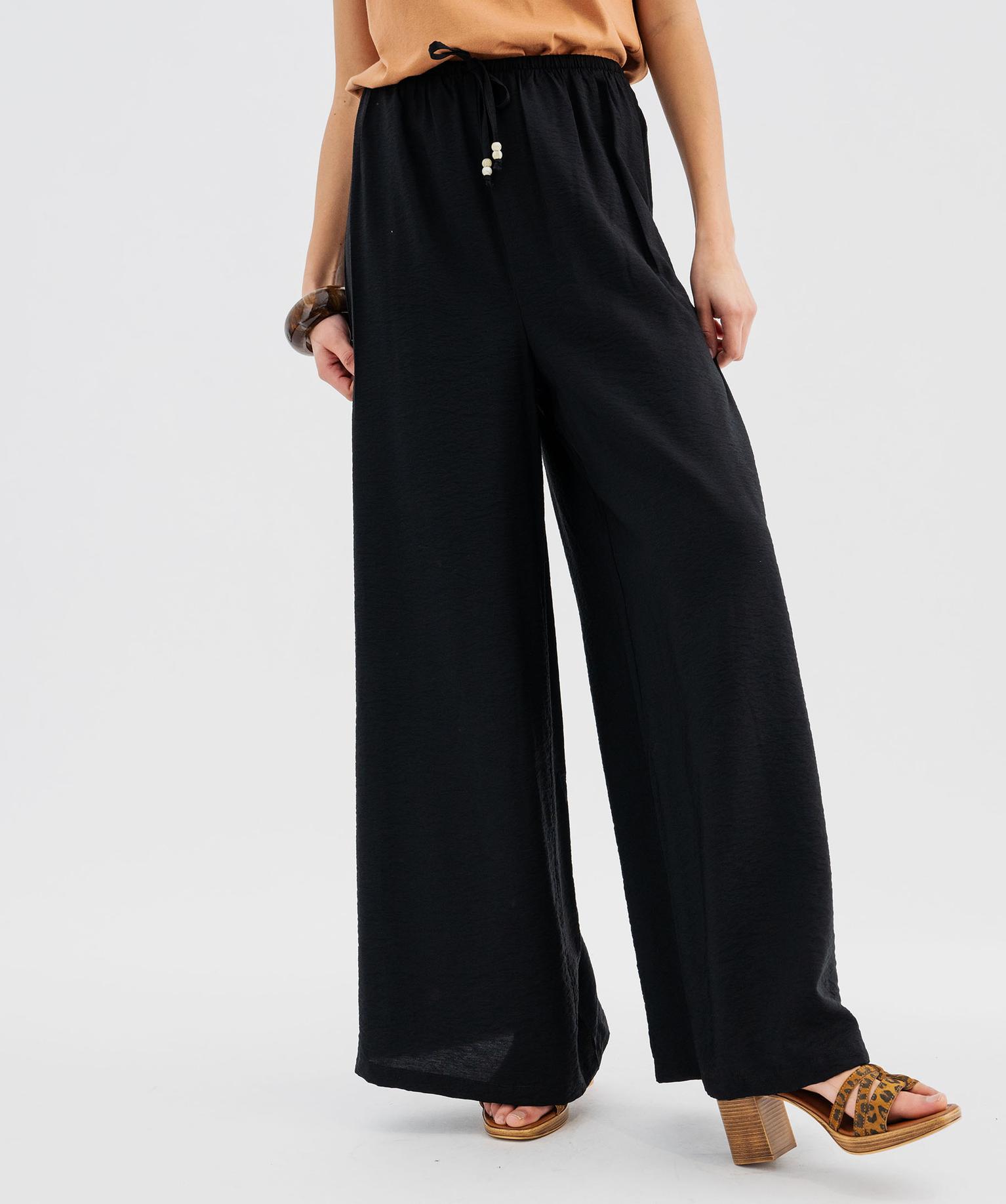 Pantalon Large Femme Taille Haute - Style Palazzo Fluide, Élastique Avec Poches - Pour Bureau, Chic Décontracté, Hiver