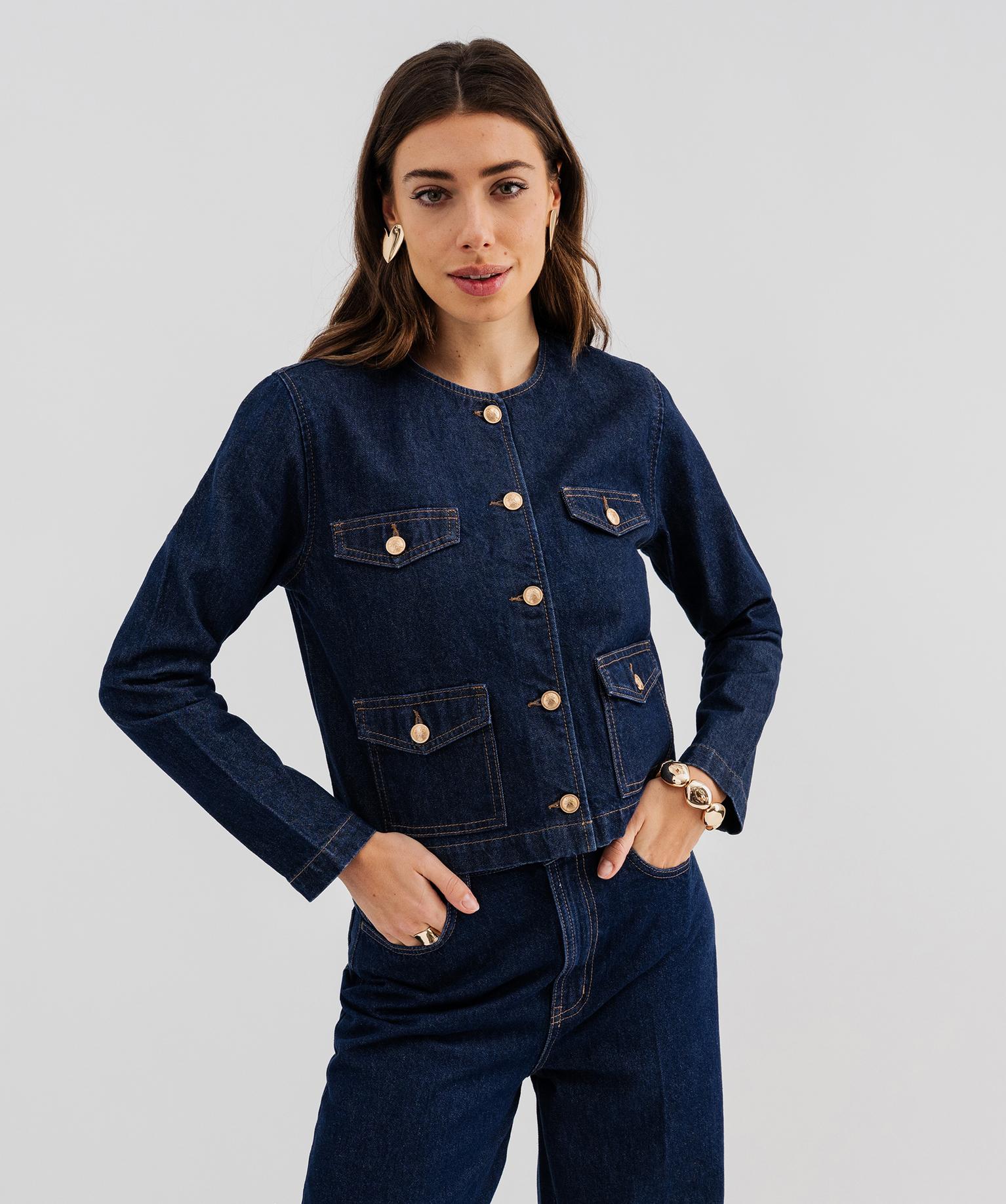 Veste en jean femme  - 42 - bleu fonce - GEMO