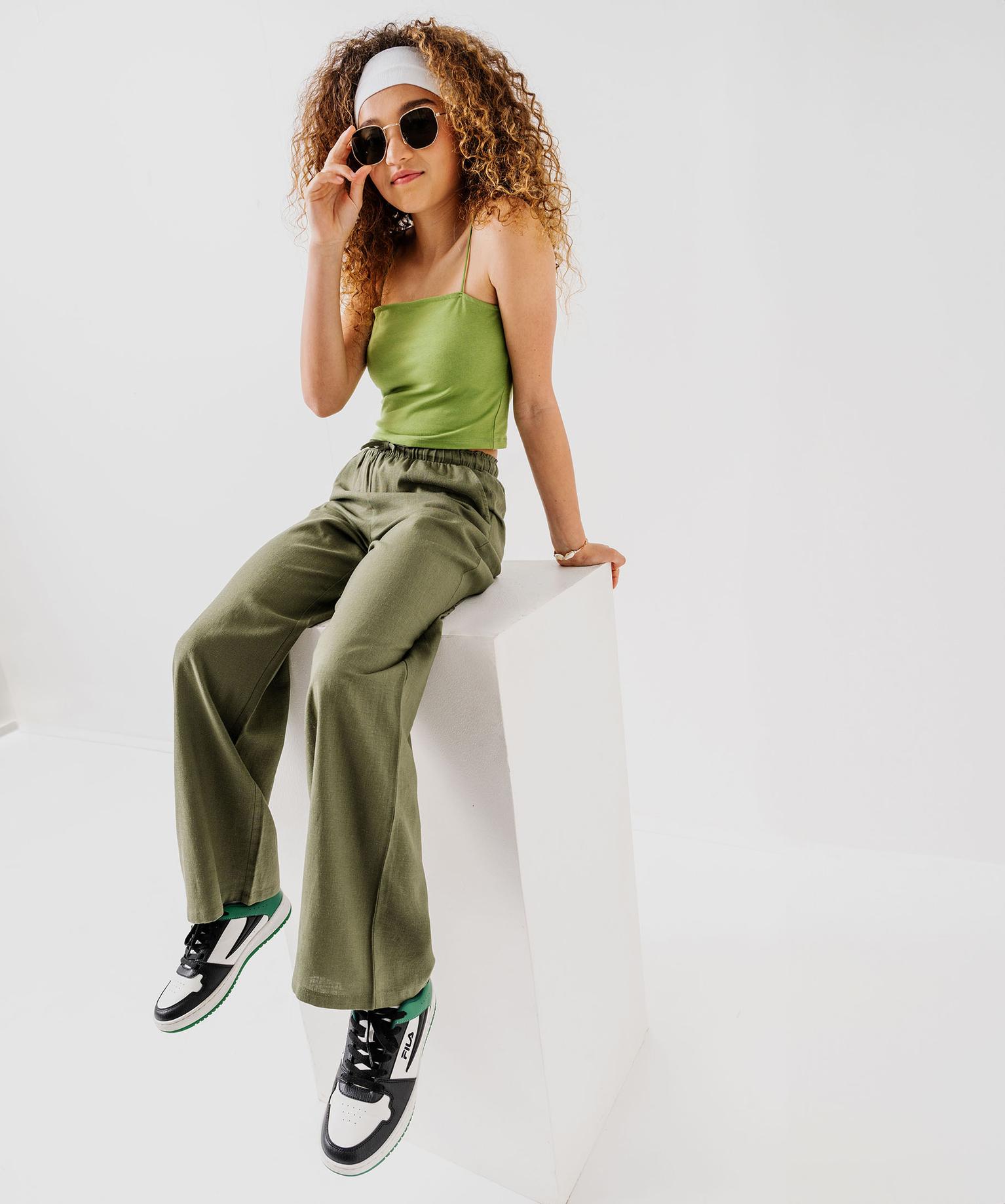 Pantalon Fluide En Lin Femme – Taille Haute – Coupe Large Droite – Couleurs Blanc, Noir, Bleu, Kaki – Grandes Tailles