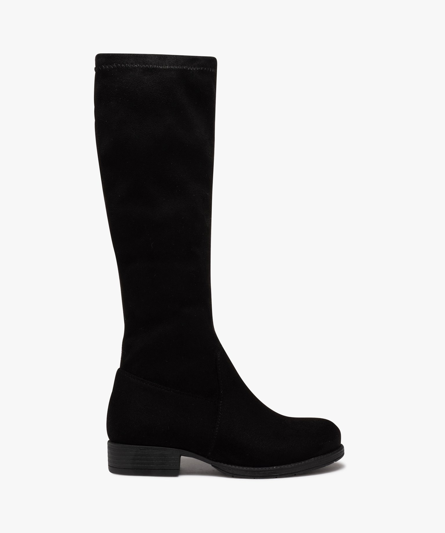 Bottes fille montantes en velours uni avec tige souple - 33 - noir - GEMO