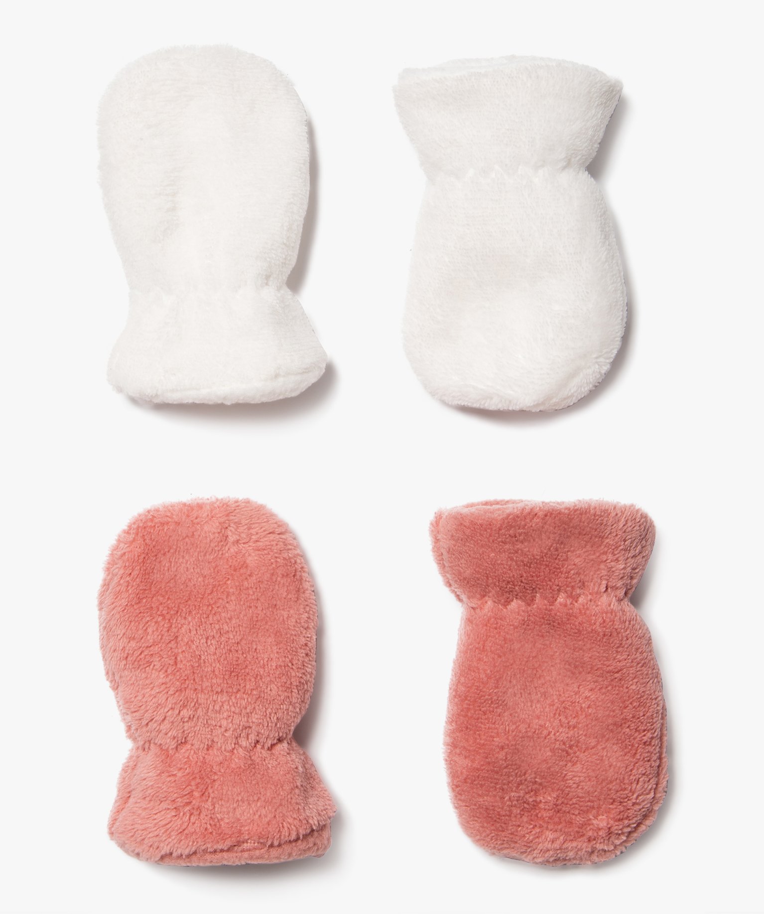 Moufles en maille peluche bébé fille (lot de 2 paires) - TU - rose standard - GEMO