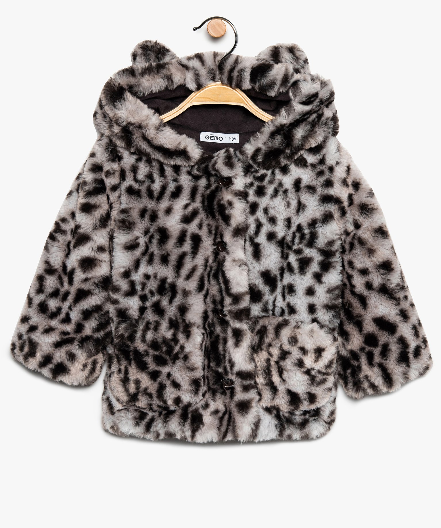 Manteau Bebe Fille Poilu A Motif Leopard Gemo