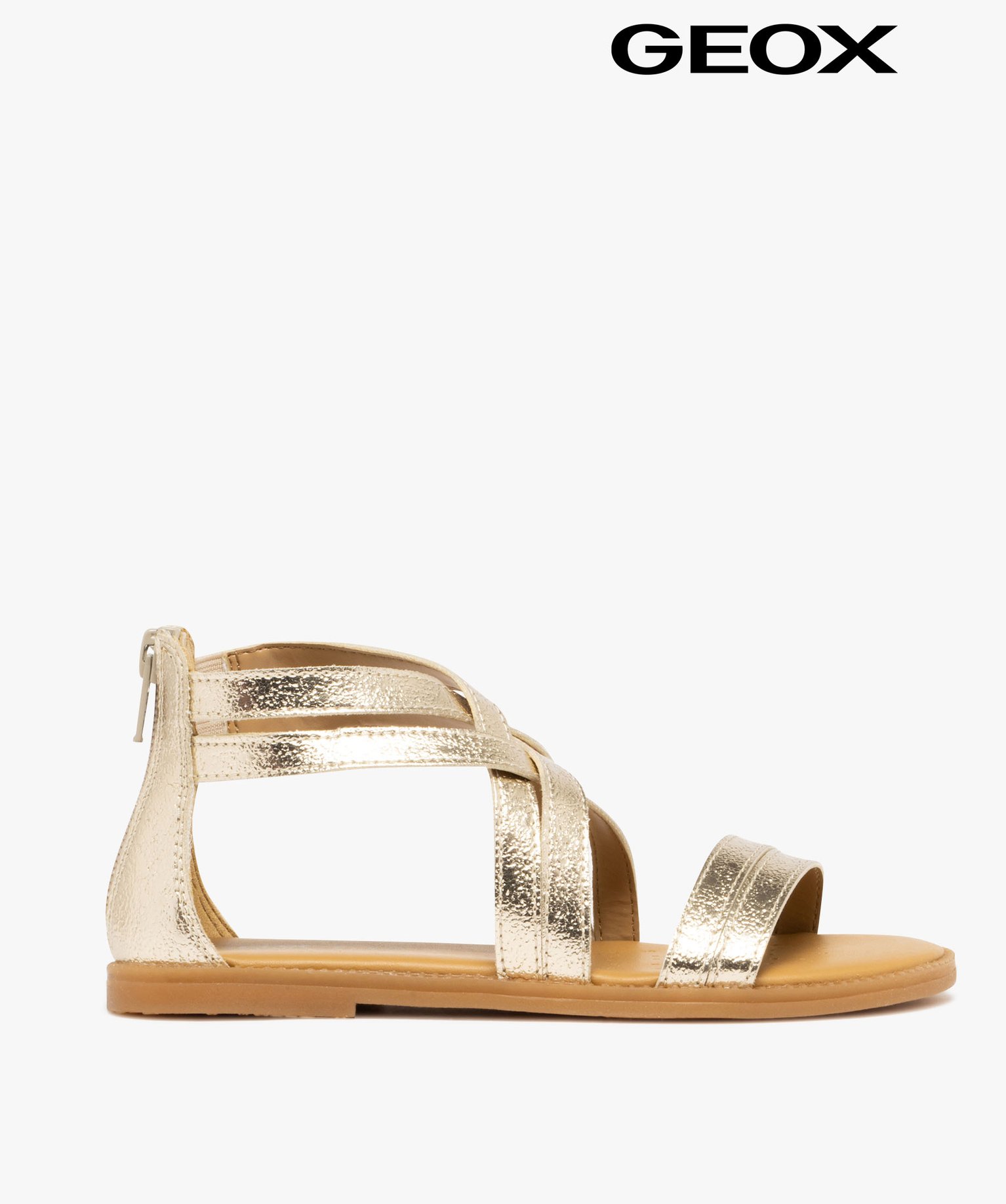 Sandales fille multibrides métallisées à talon fermé - Geox - 36 - or - GEOX