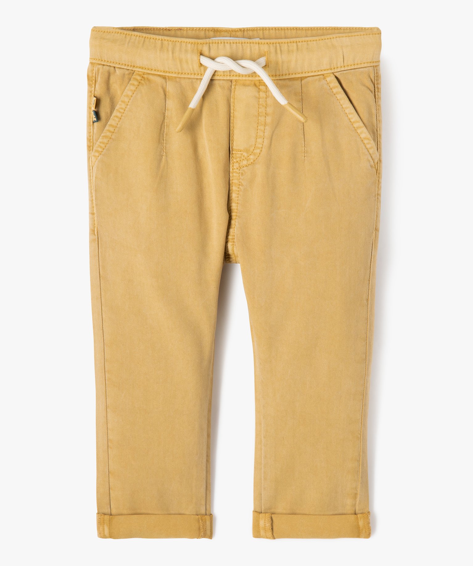 Pantalon en toile légère bébé garçon - LuluCastagnette - 3M - jaune - LULUCASTAGNETTE