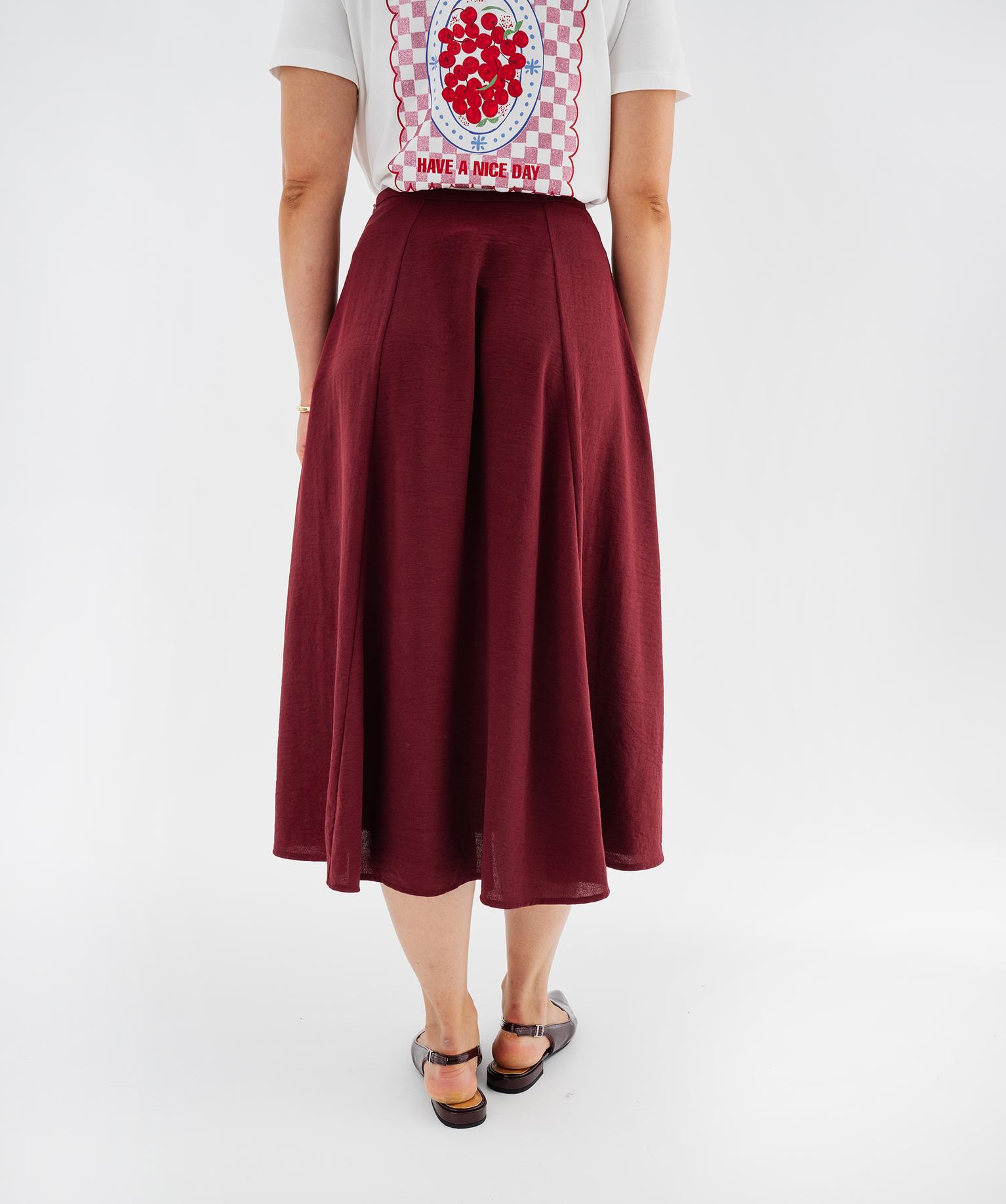 Jupe longue fluide femme - 46-48/XL - rouge fonce - GEMO