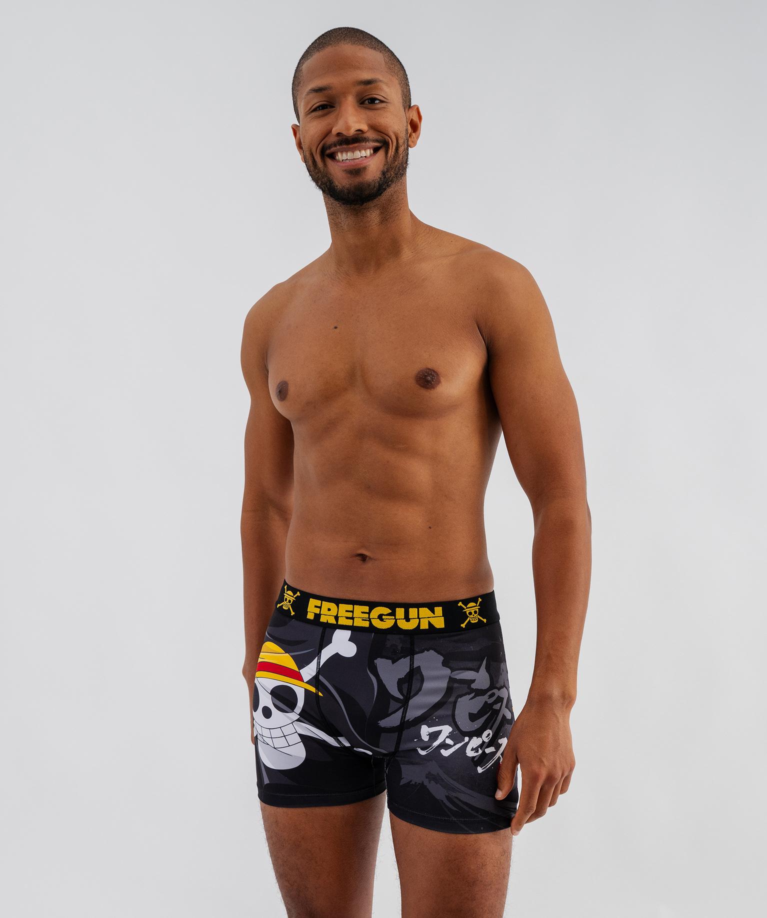 Boxer en microfibre avec motif tête de mort homme - Freegun X One Piece - 50-52/XXL - noir standard - ONE PIECE