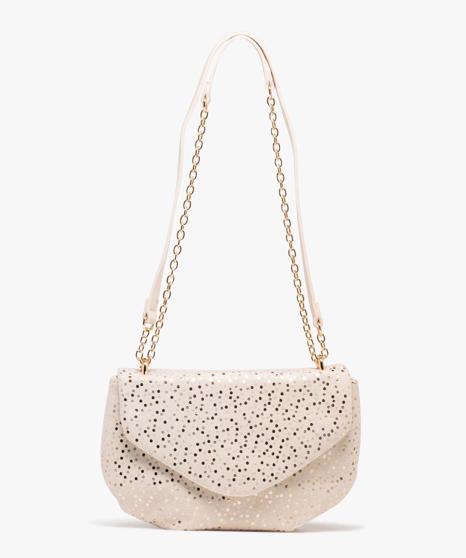 Sac besace demi-lune à pois brillants femme - TU - beige standard - GEMO