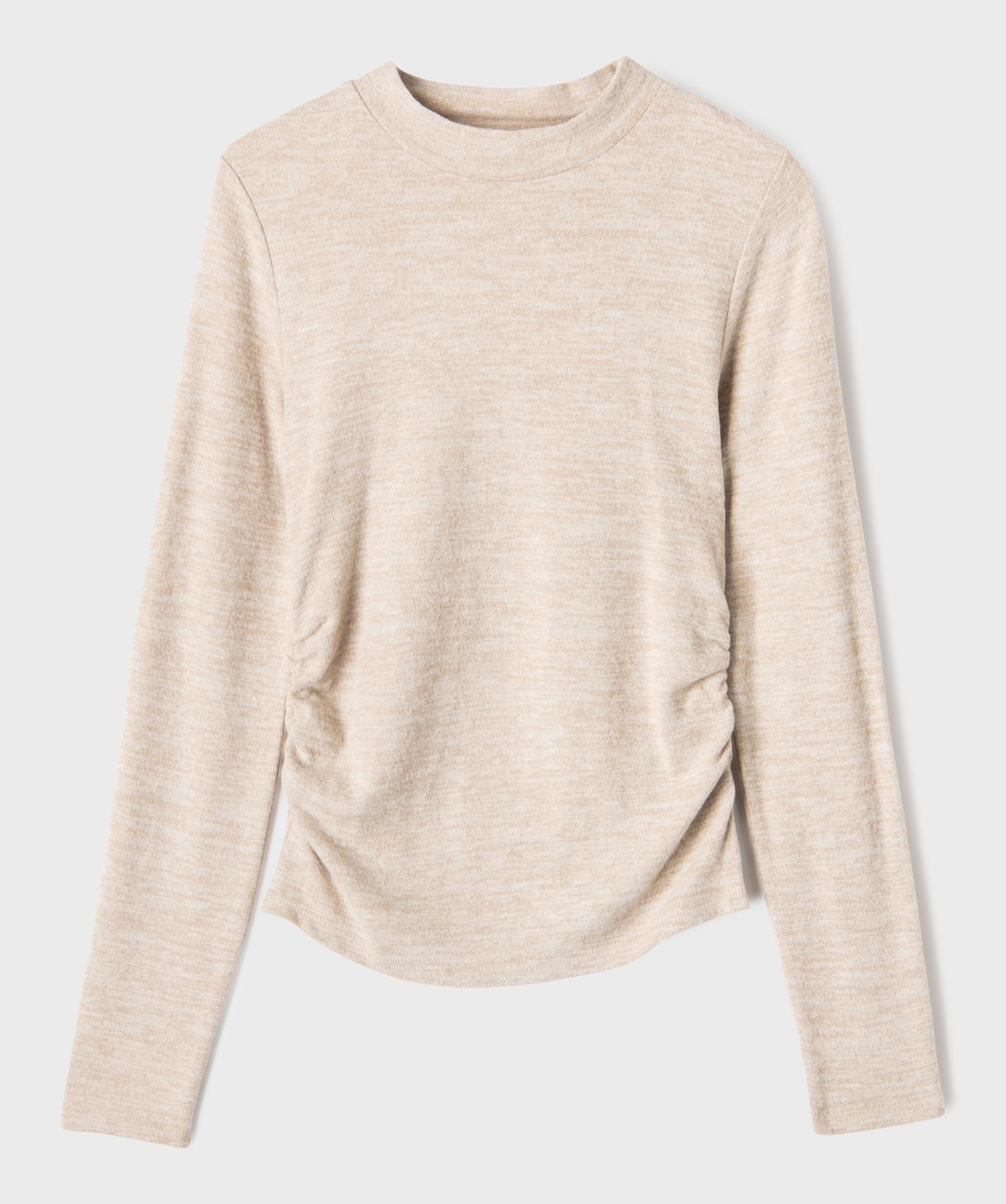 Tee-shirt manches longues en maille douce et extensible fille Ado - beige standard - GEMO