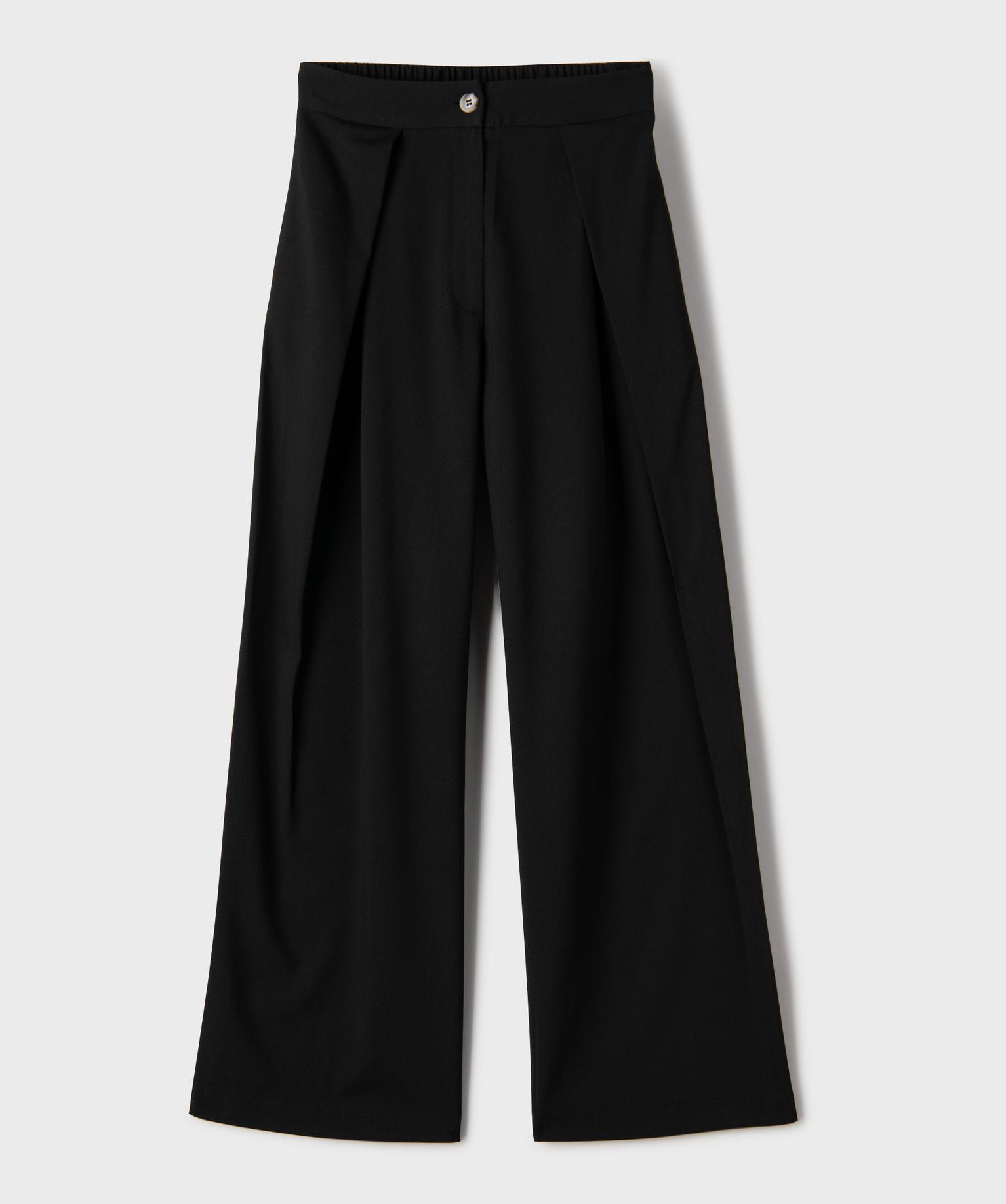 Pantalon fluide Wide leg fille - 16A/S - noir standard - GEMO