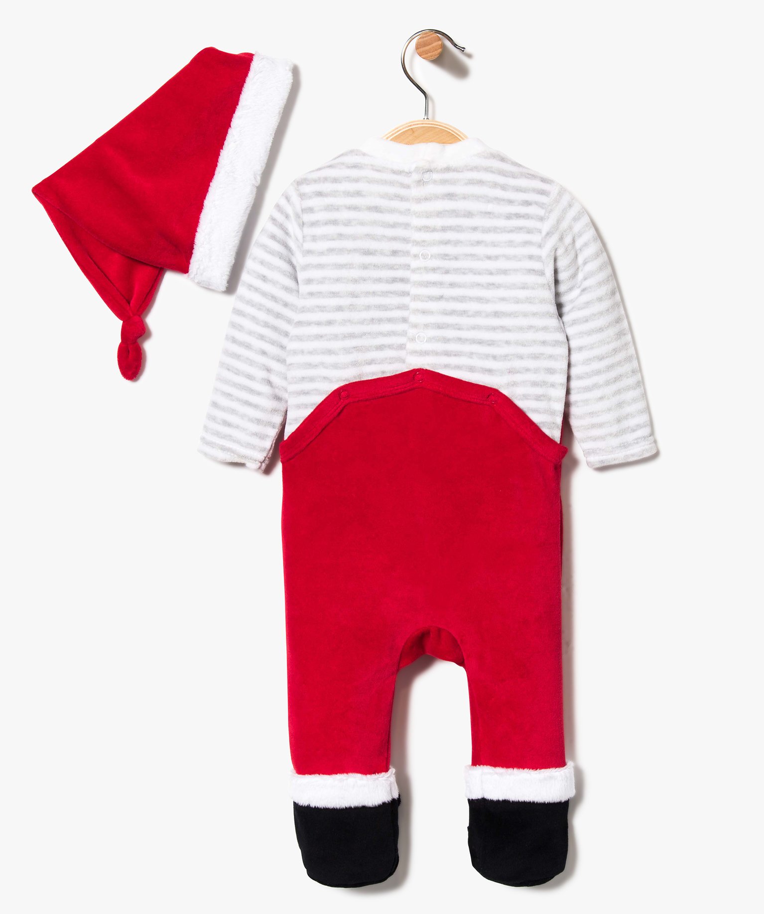 Pyjama Bebe Garcon En Velours Esprit Noel Avec Bonnet Gemo