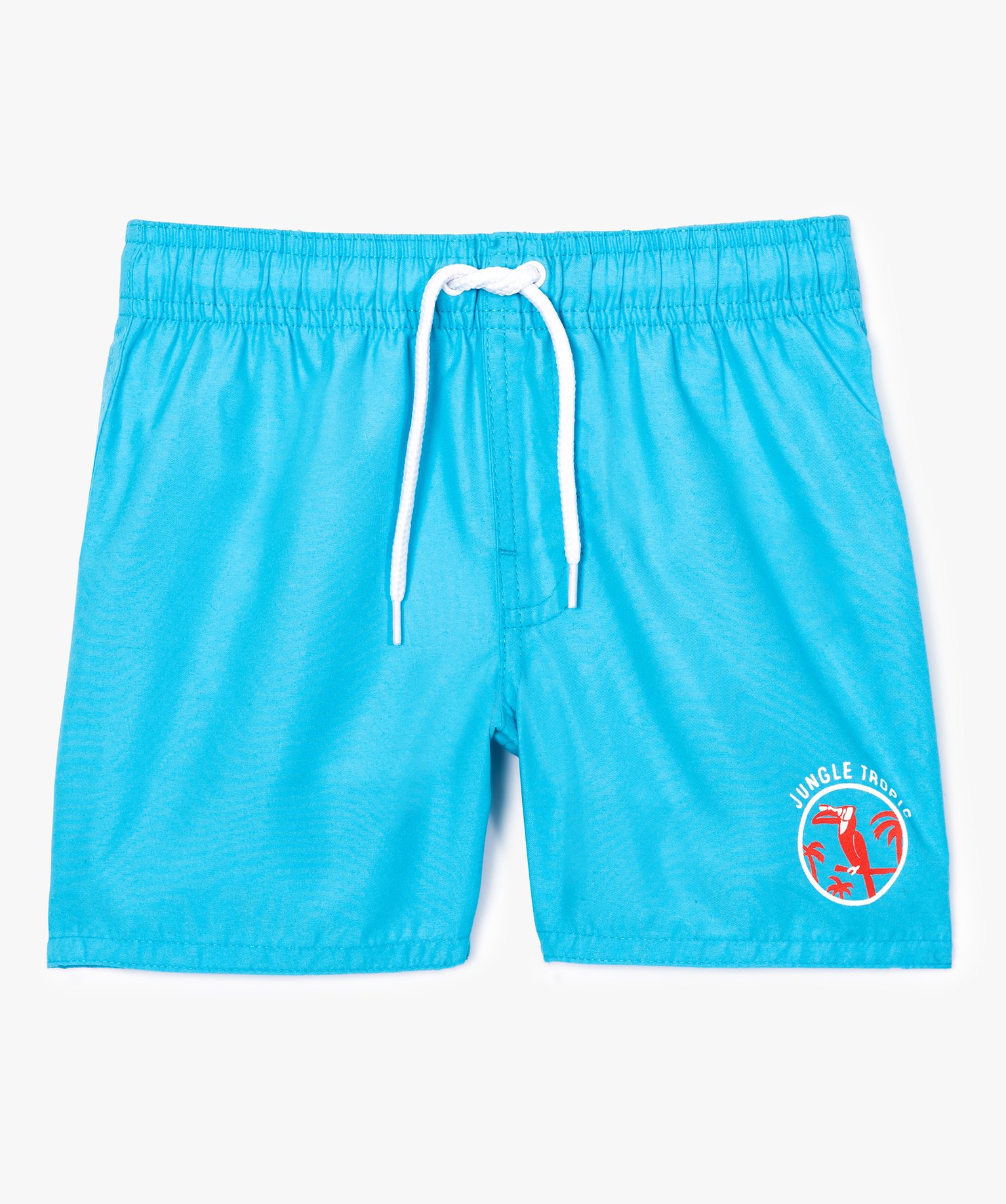 Short de bain uni avec motif jungle sur la cuisse