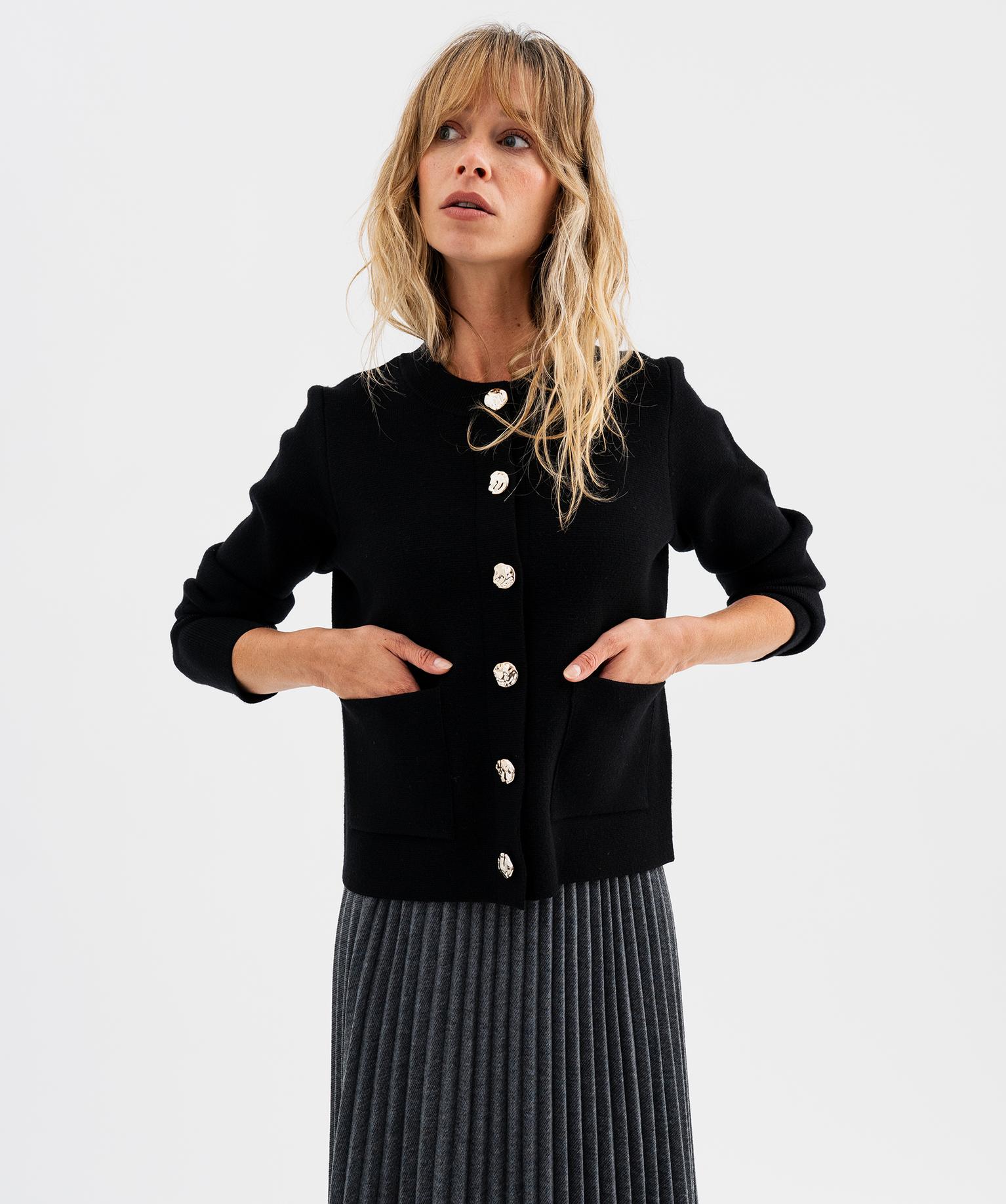 Gilet chic boutons dorés femme - 38-40/M - noir standard - GEMO