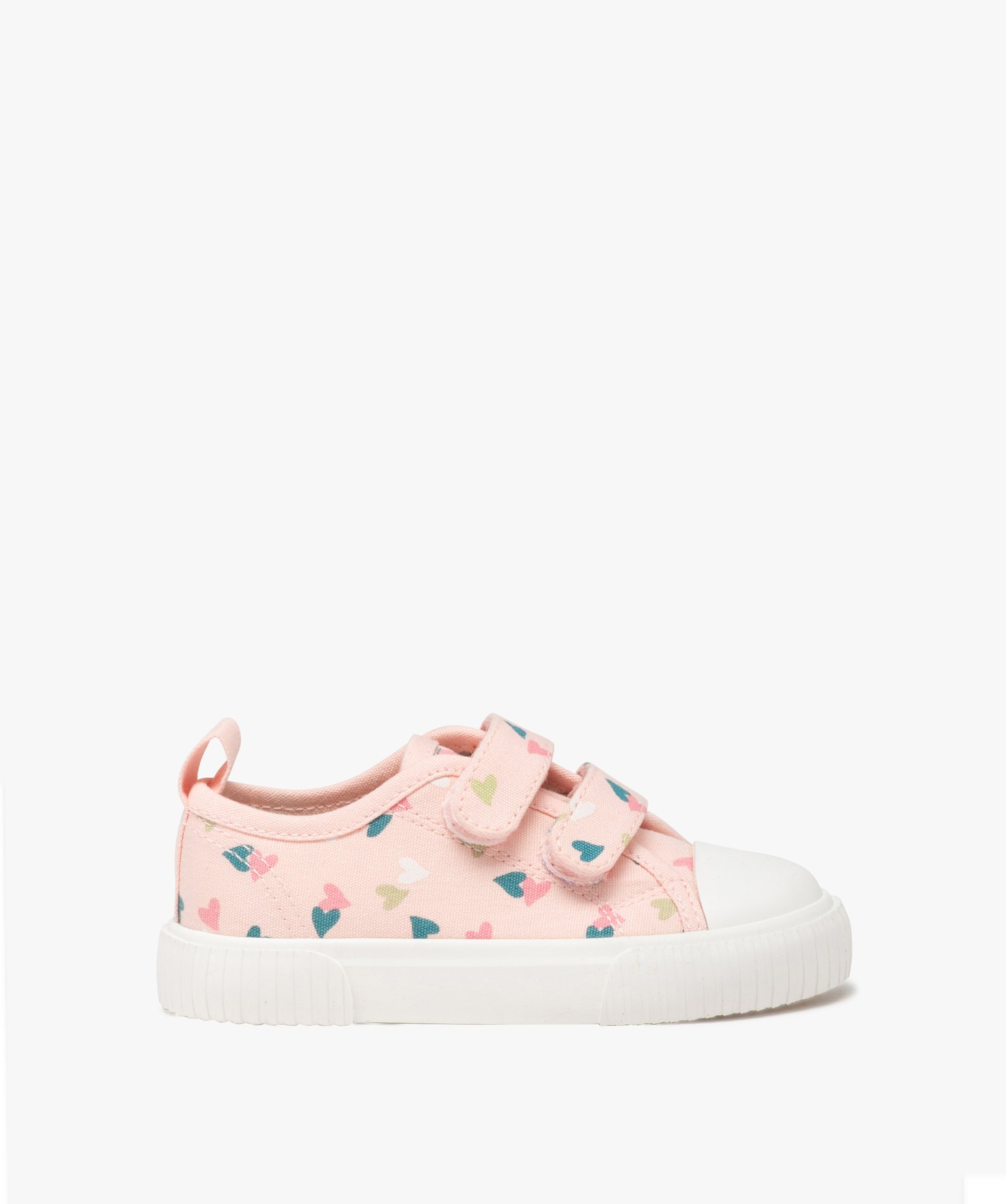Baskets fille en toile à motifs coeur avec double scratch - 28 - rose - GEMO