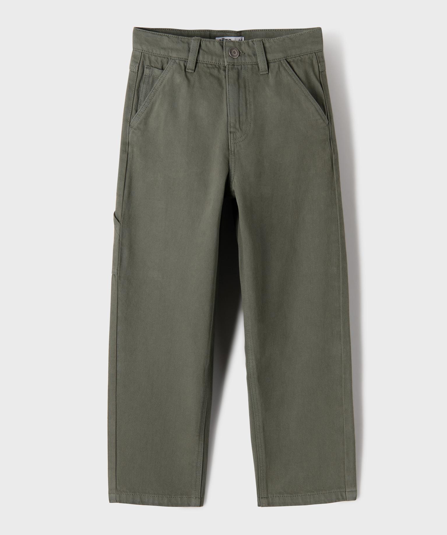 Pantalon wide leg en coton garçon - 8A - kaki - GEMO