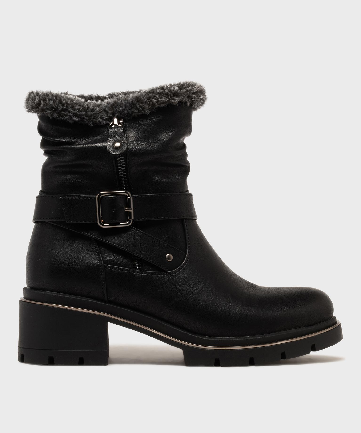 Boots fourrées à talon et semelle crantée femme - Valentina Baldano - 38 - noir standard - VALENTINA BALDA