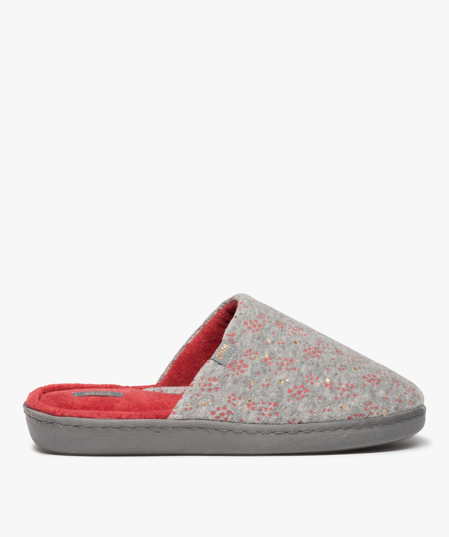 Chaussons femme mules plates en velours imprimé – Dim - 36 - gris standard - DIM
