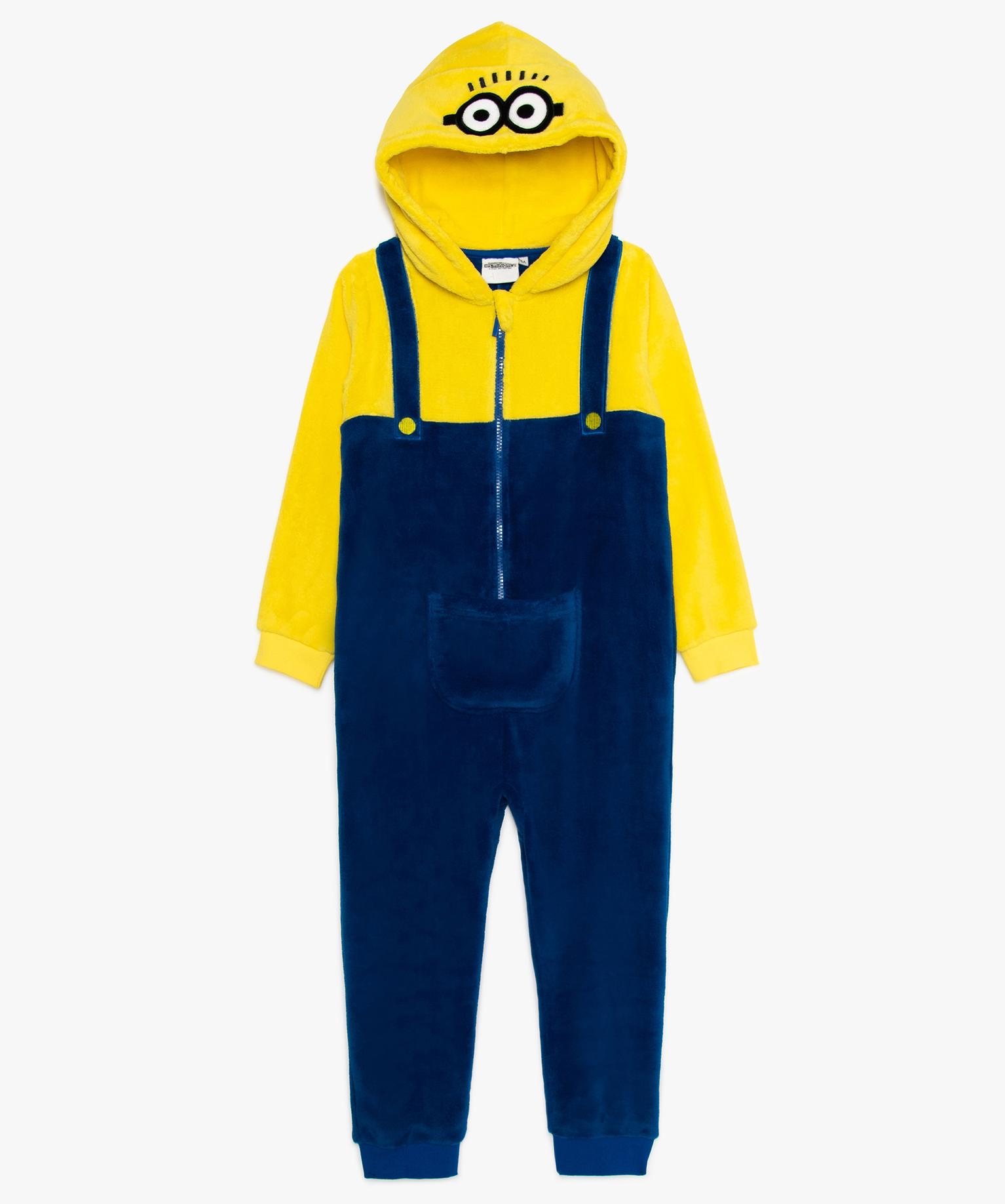 Pyjama Kigurumi Minion Pour Enfants - Taille 5-6 Ans - Combinaison à Capuche - Déguisement Confortable