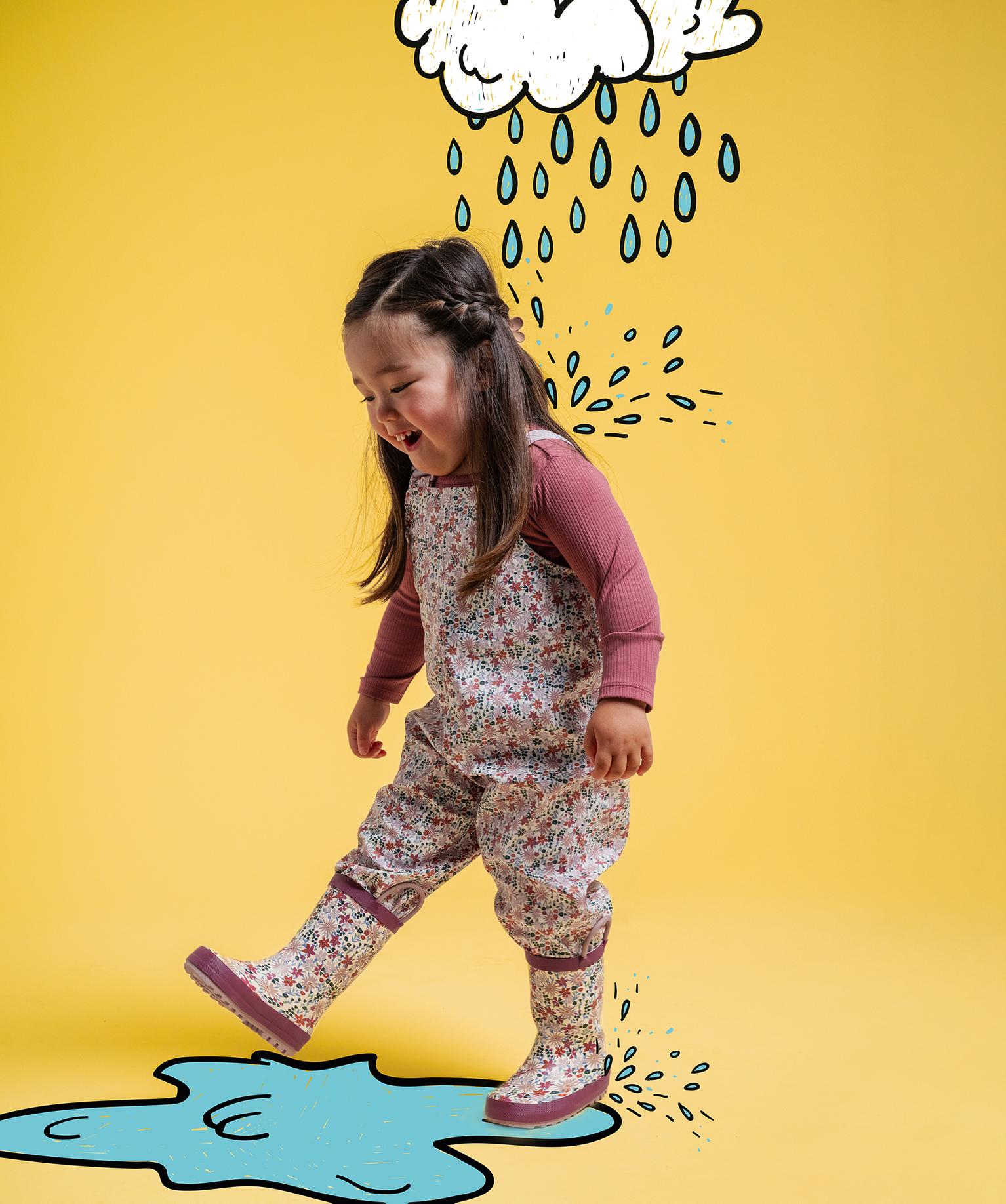 Salopette de pluie imperméable à bretelles élastiques bébé fille - GEMO Salopette de pluie imperméable à bretelles élastiques bébé fille - GEMO