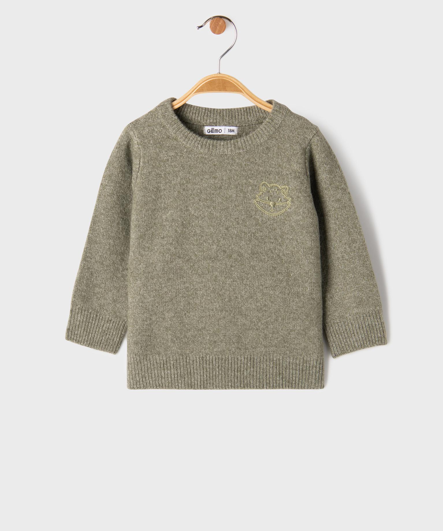 Pull col rond bébé garçon - 6M - kaki standard - GEMO