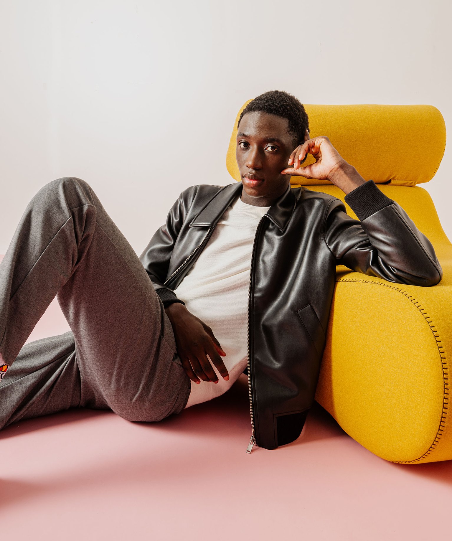 Blouson aviateur en cuir imitation homme - XXL - noir - GEMO