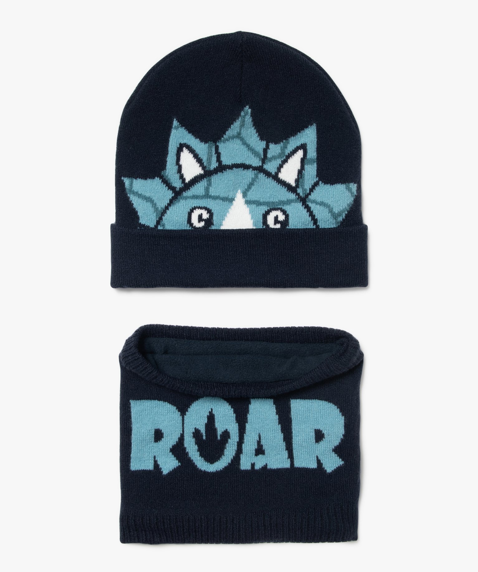 Ensemble snood et bonnet motif dinosaure garçon - TU - bleu standard - GEMO