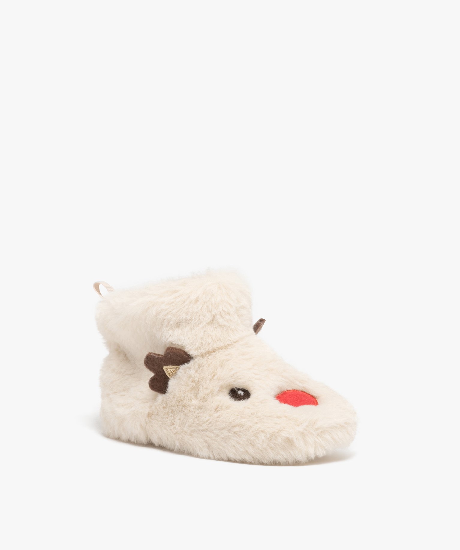 Chaussons bébé Noël boots en forme de cerf à nez rouge - GEMO
