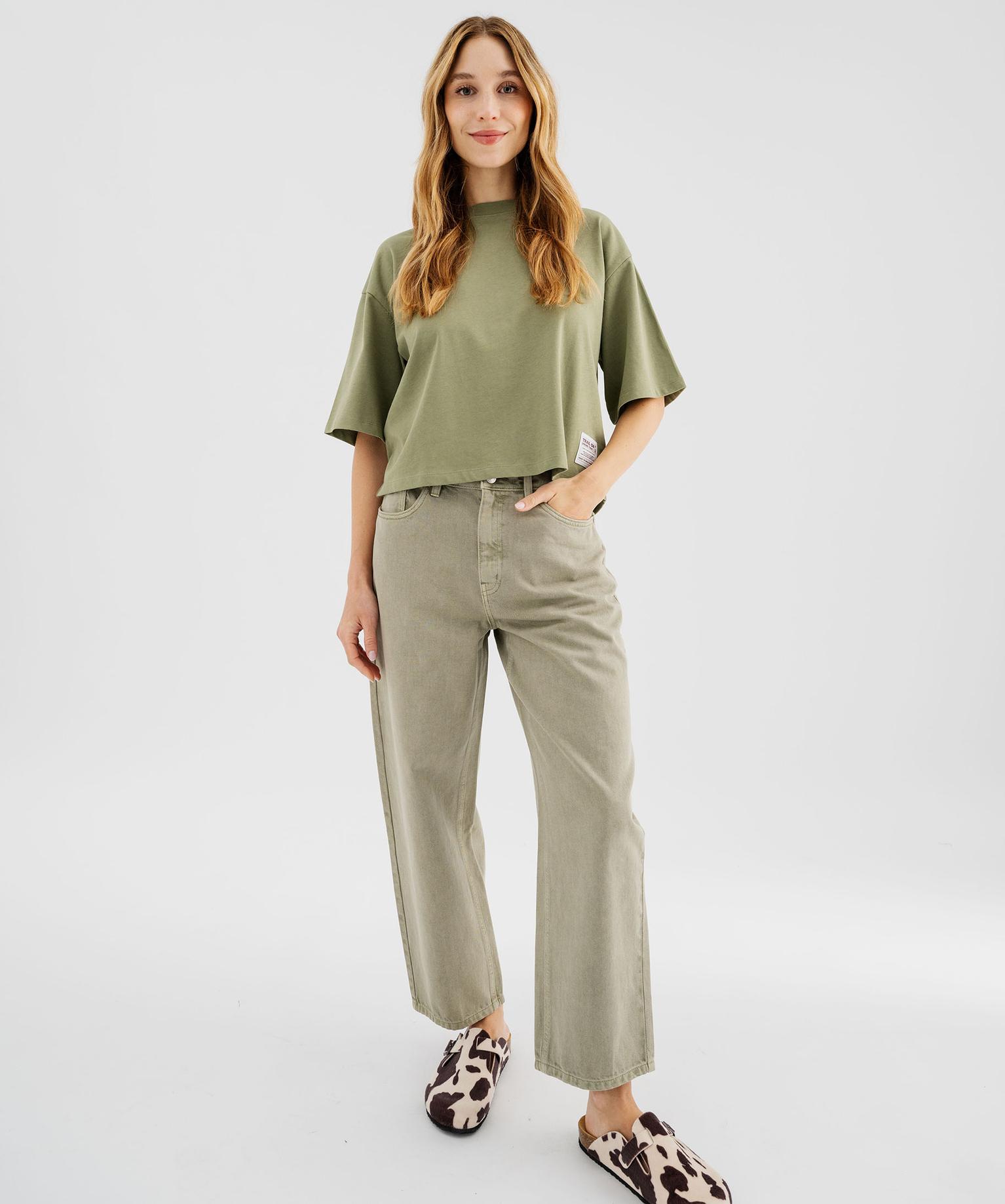 Jean barrel coloré taille haute femme - 42 - vert standard - GEMO