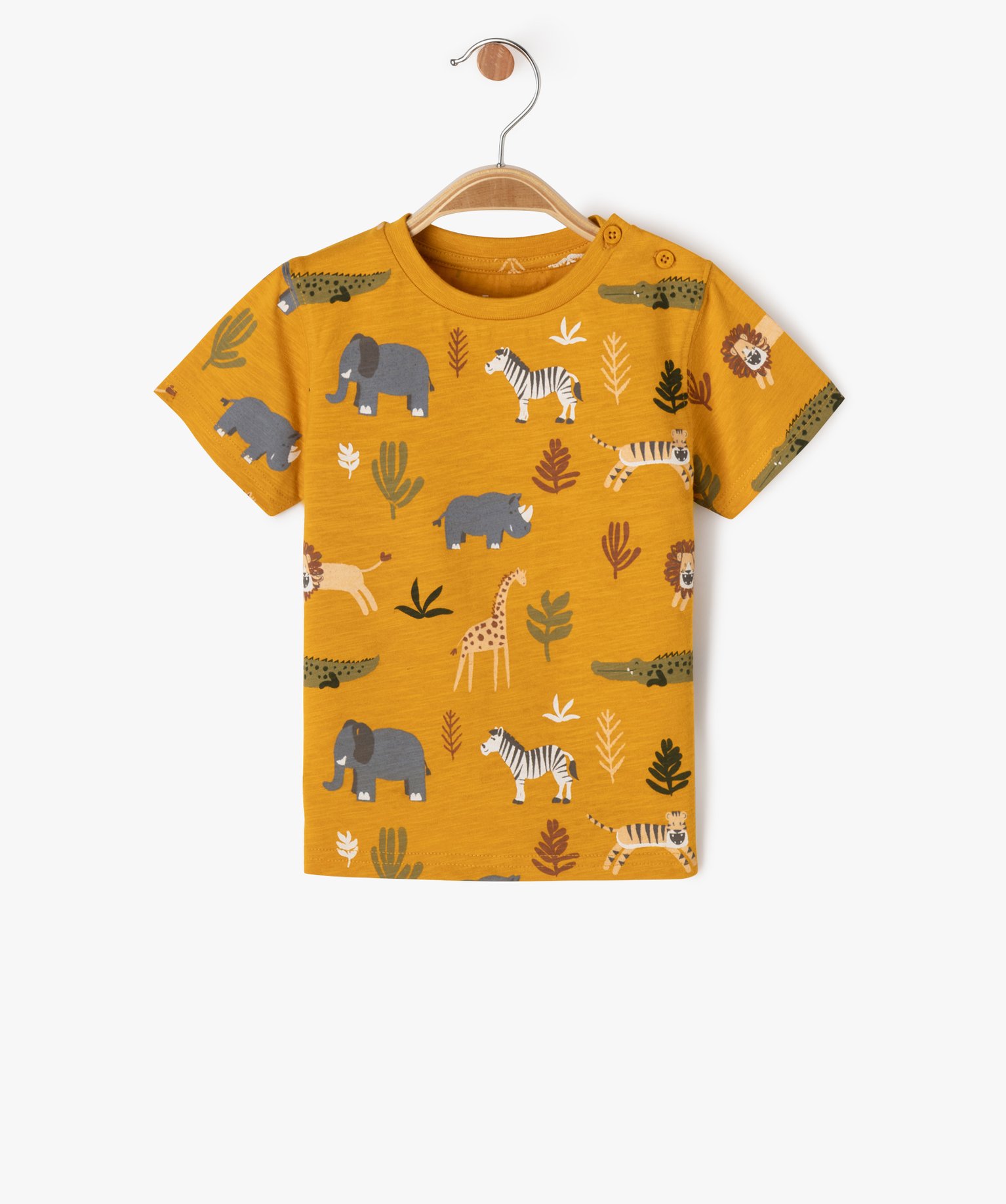 Tee-shirt à manches courtes à motifs animaux de la jungle bébé garçon - 6M - jaune - GEMO