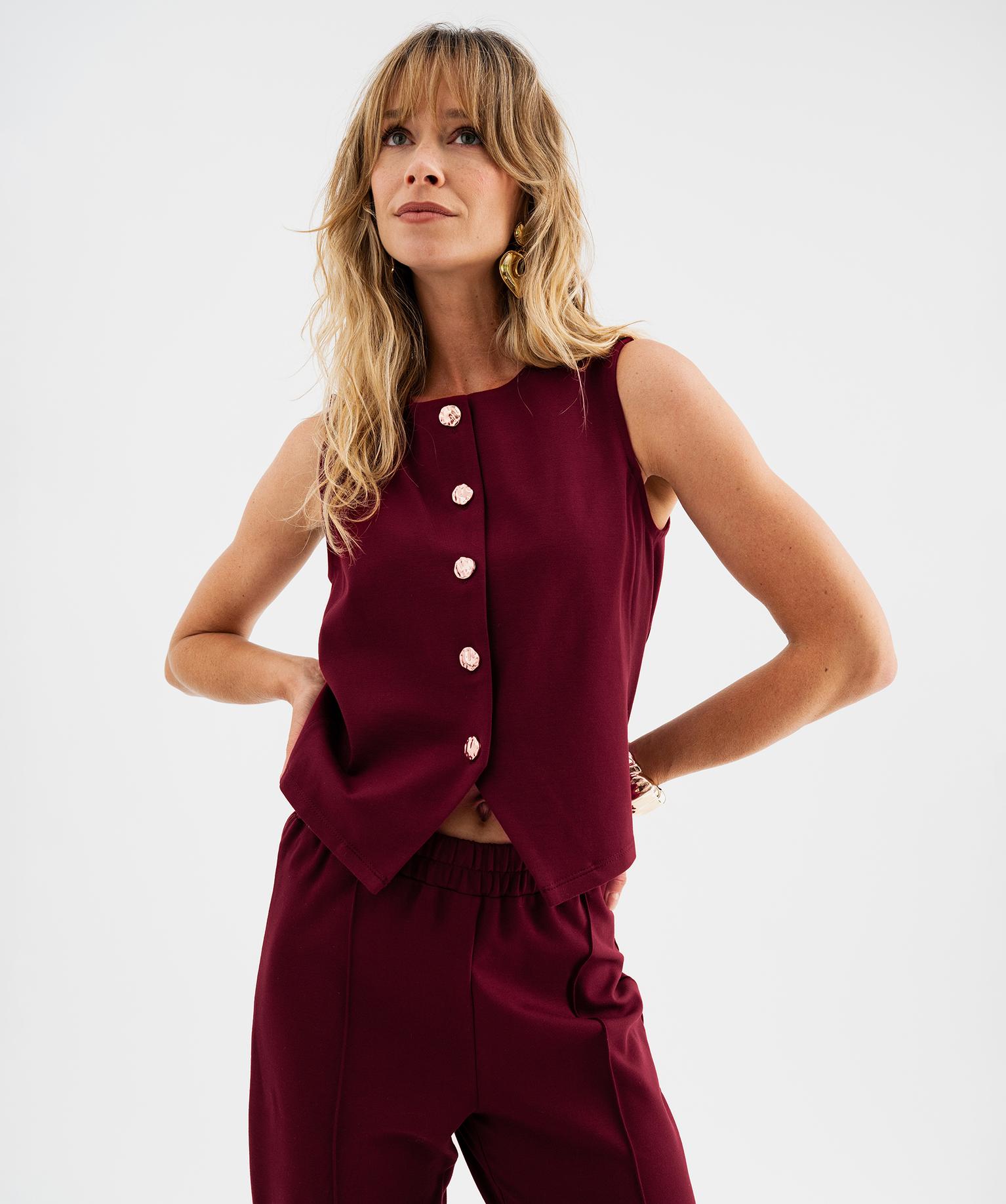 Gilet de costume sans manches en maille milano femme - 38-40/M - rouge fonce - GEMO