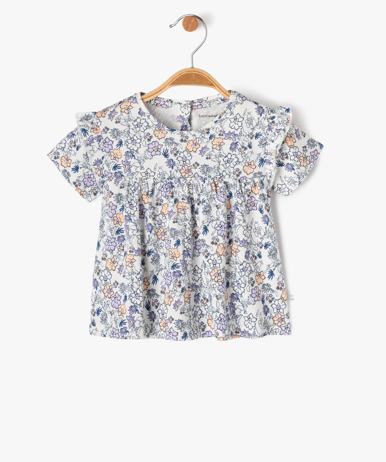 Tee-shirt manches courtes large à fleurs bébé fille - LuluCastagnette - LULUCASTAGNETTE