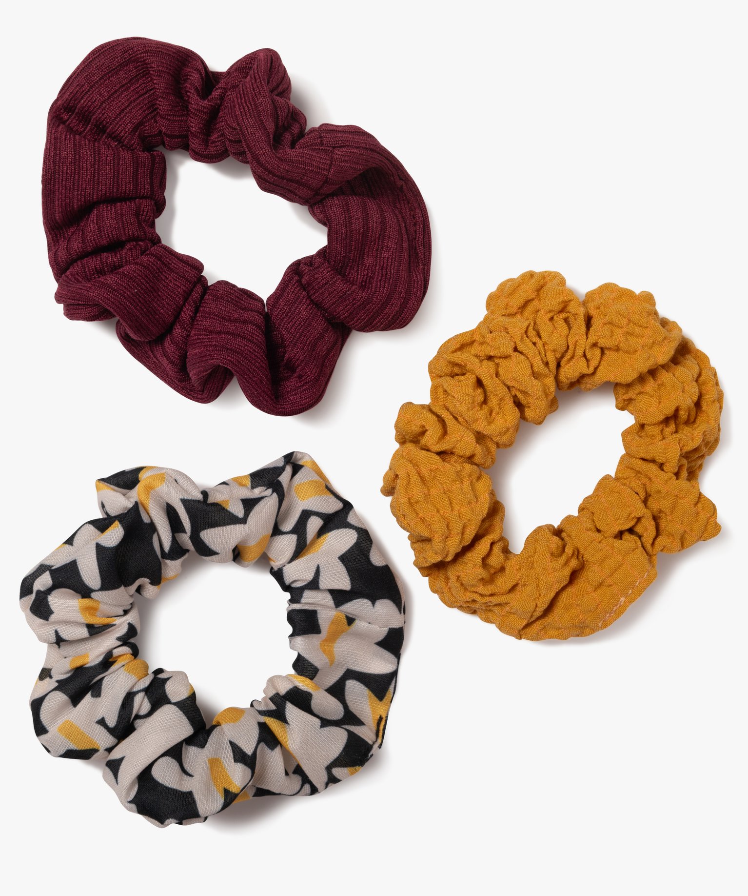 Chouchous pour les cheveux assortis femme (lot de 3) - TU - rouge fonce - GEMO