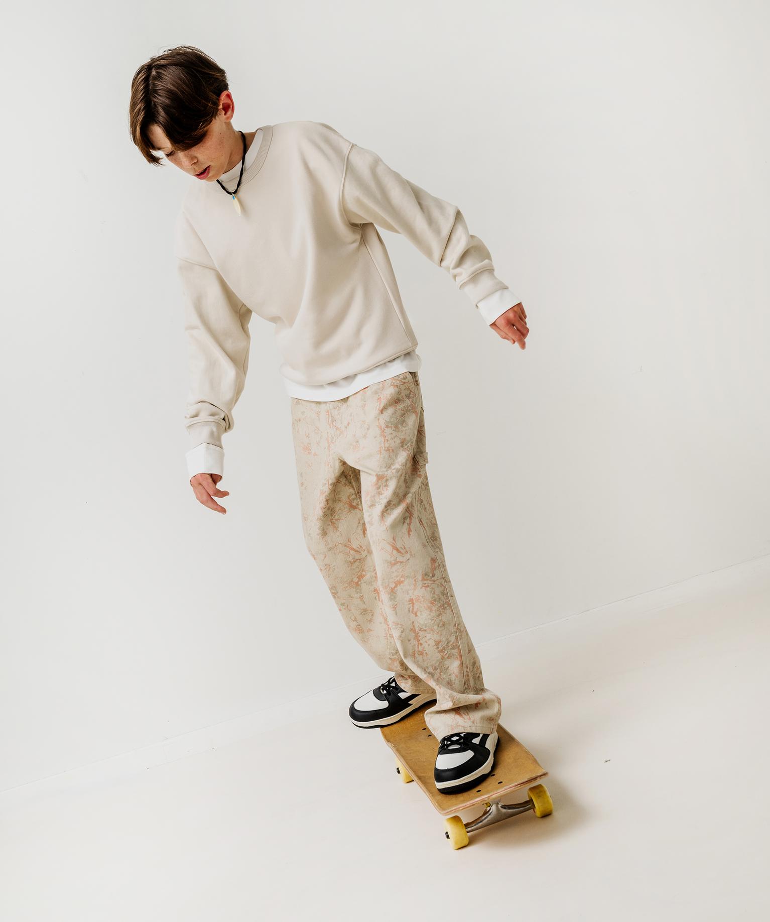 Sweat col rond en molleton bouclette garçon  - 18A/M - beige standard - GEMO