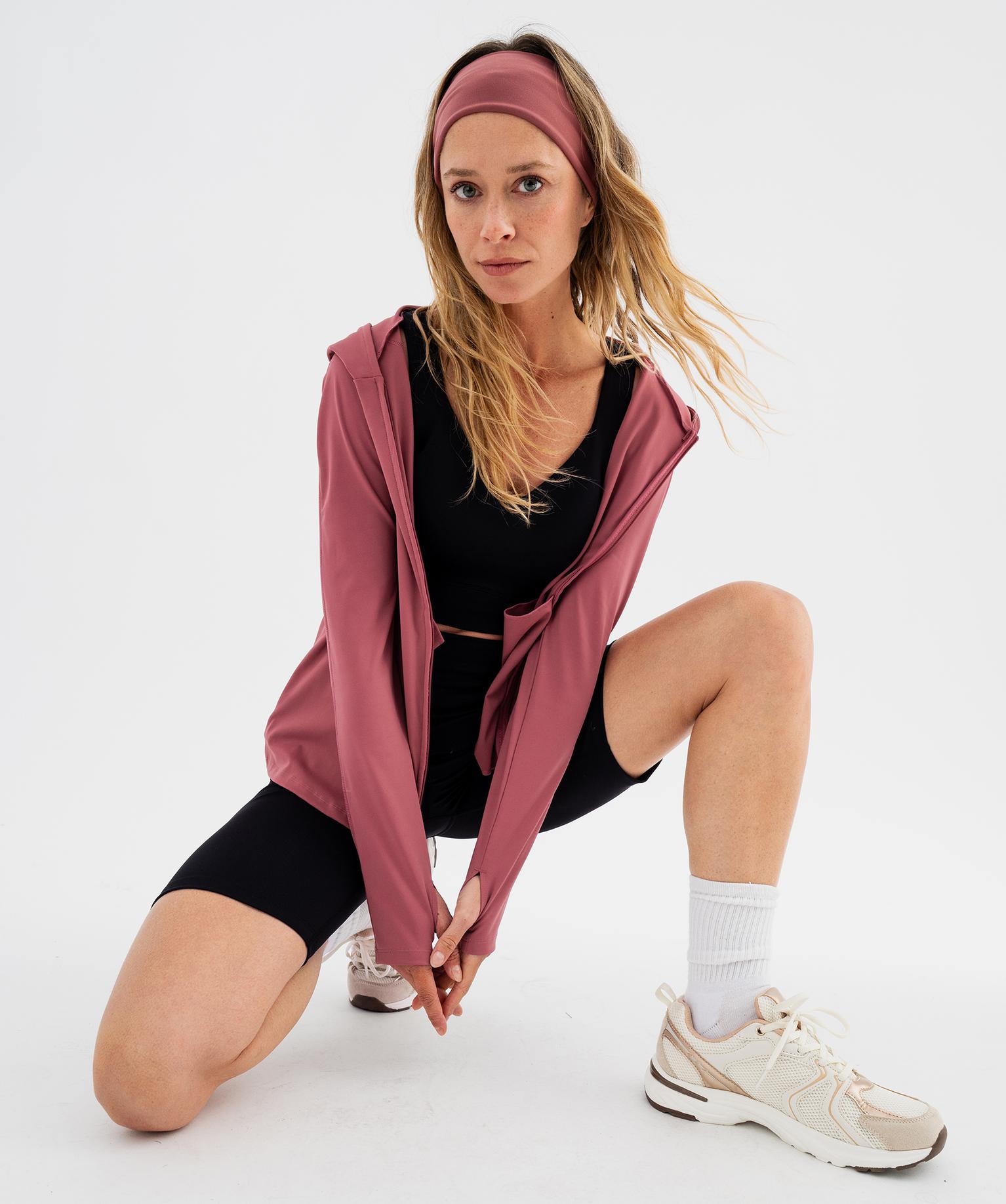 Sweat zippé à capuche en matière technique extensible femme - 42-44/L - rose standard - GEMO