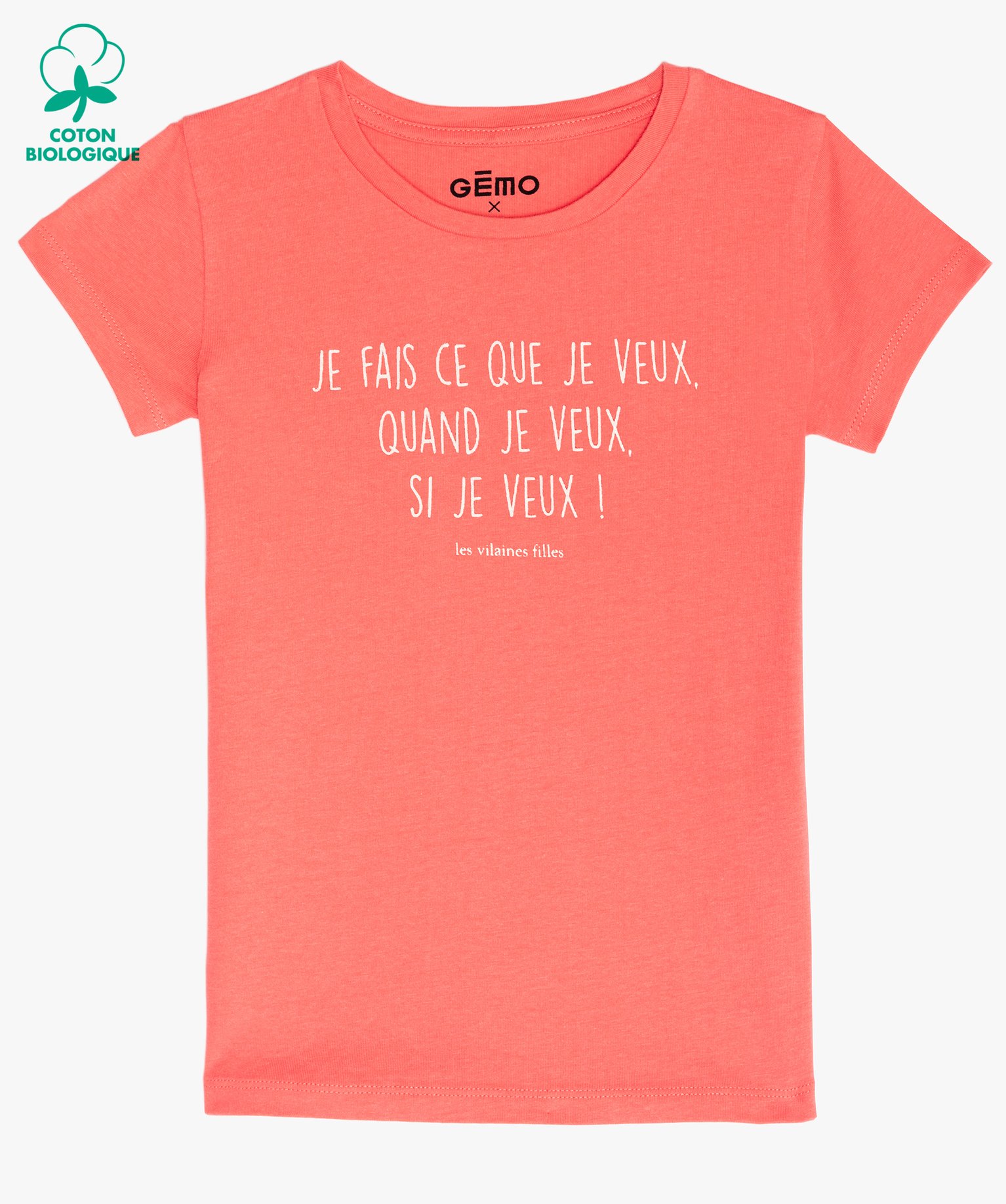 Tee-shirt fille à message pailleté - GEMO x Les Vilaines filles