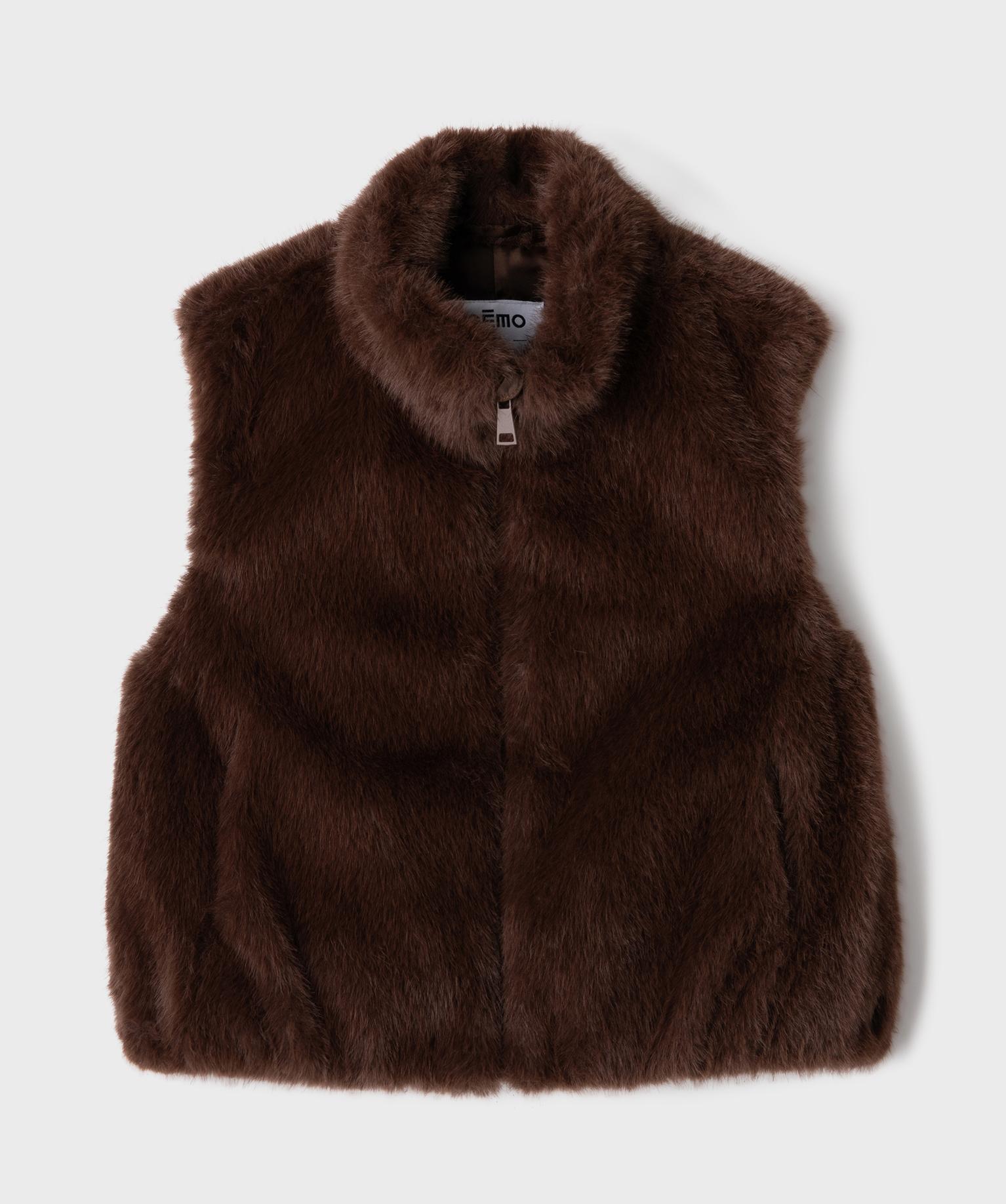 Veste sans manches en fourrure imitation fille - 4A - marron fonce - GEMO