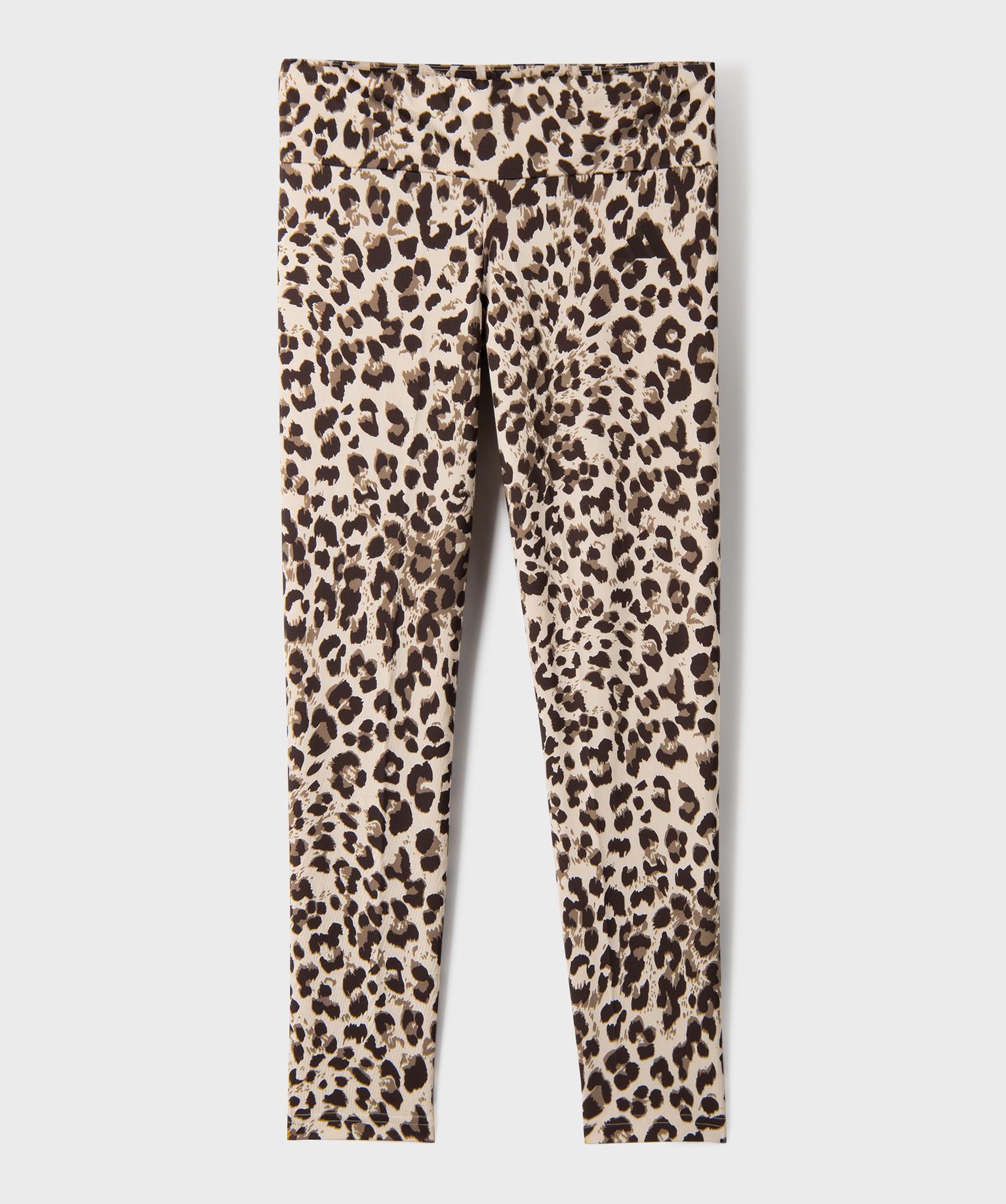 Legging de sport à motif léopard fille - Adidas - 14A/XS - beige fonce - ADIDAS
