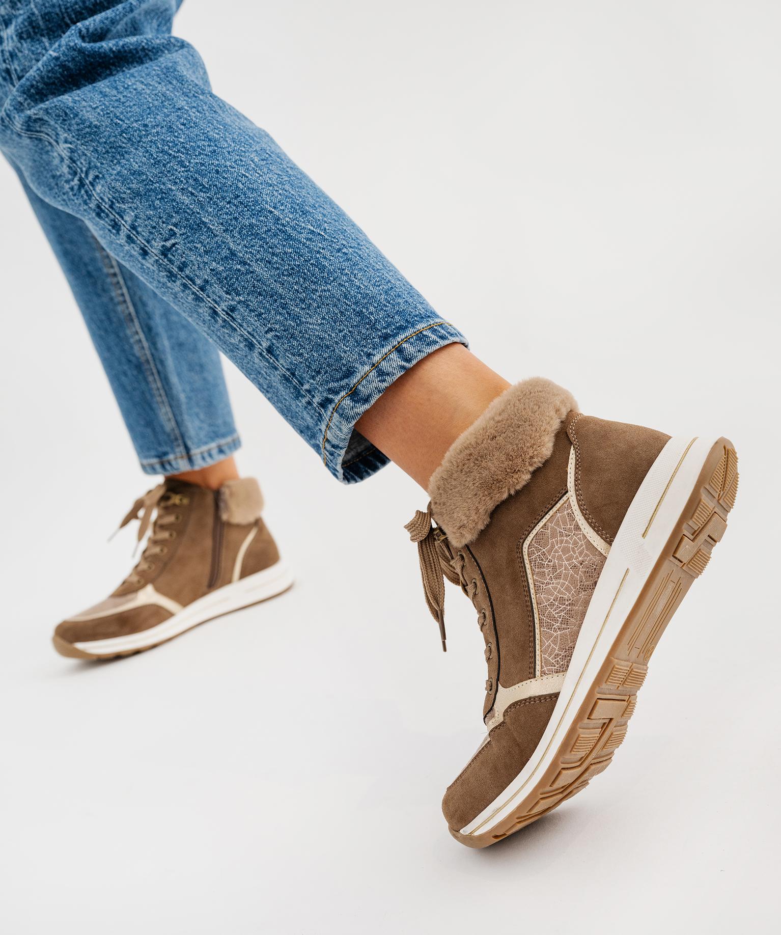Baskets montantes fourrées à détails brillants femme - 38 - beige - VALENTINA BALDA
