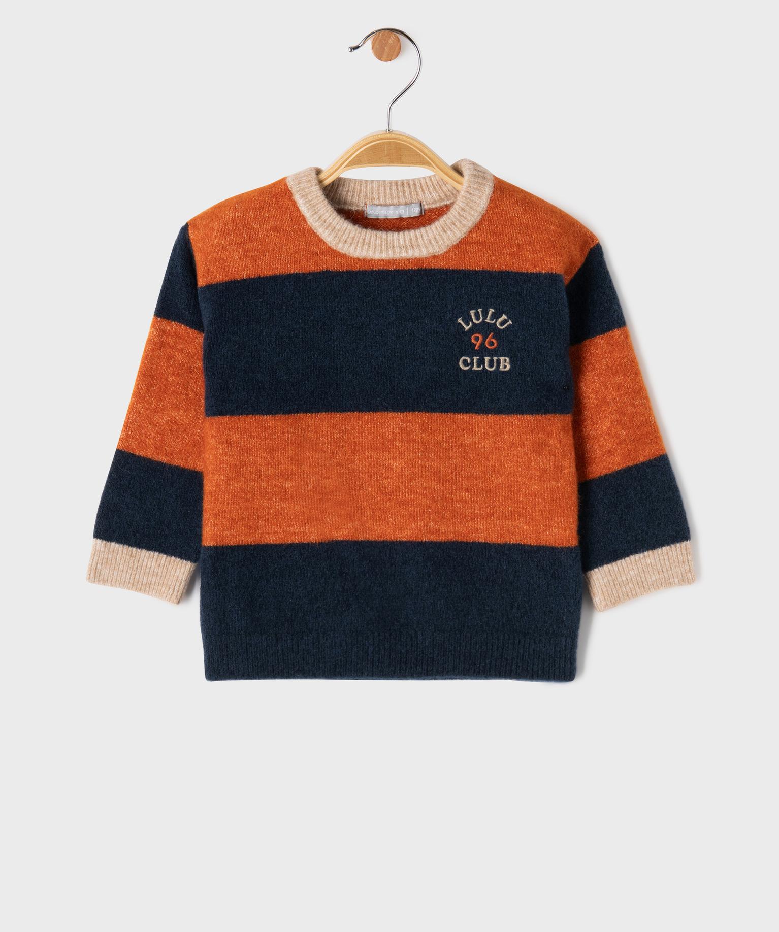 Pull rayé avec de la laine bébé garçon – LuluCastagnette - 12M - orange - LULUCASTAGNETTE